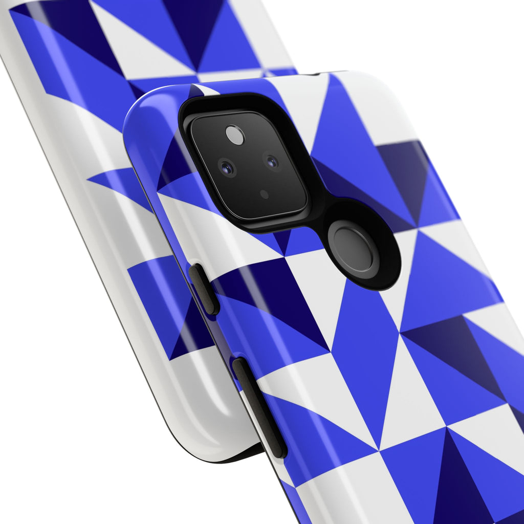 Blue Geometric Phone Case, Tough Cases, Stylish Phone Cover, Great for Gifts, Trendy Accessory, Abstract Pattern Design - FORMO