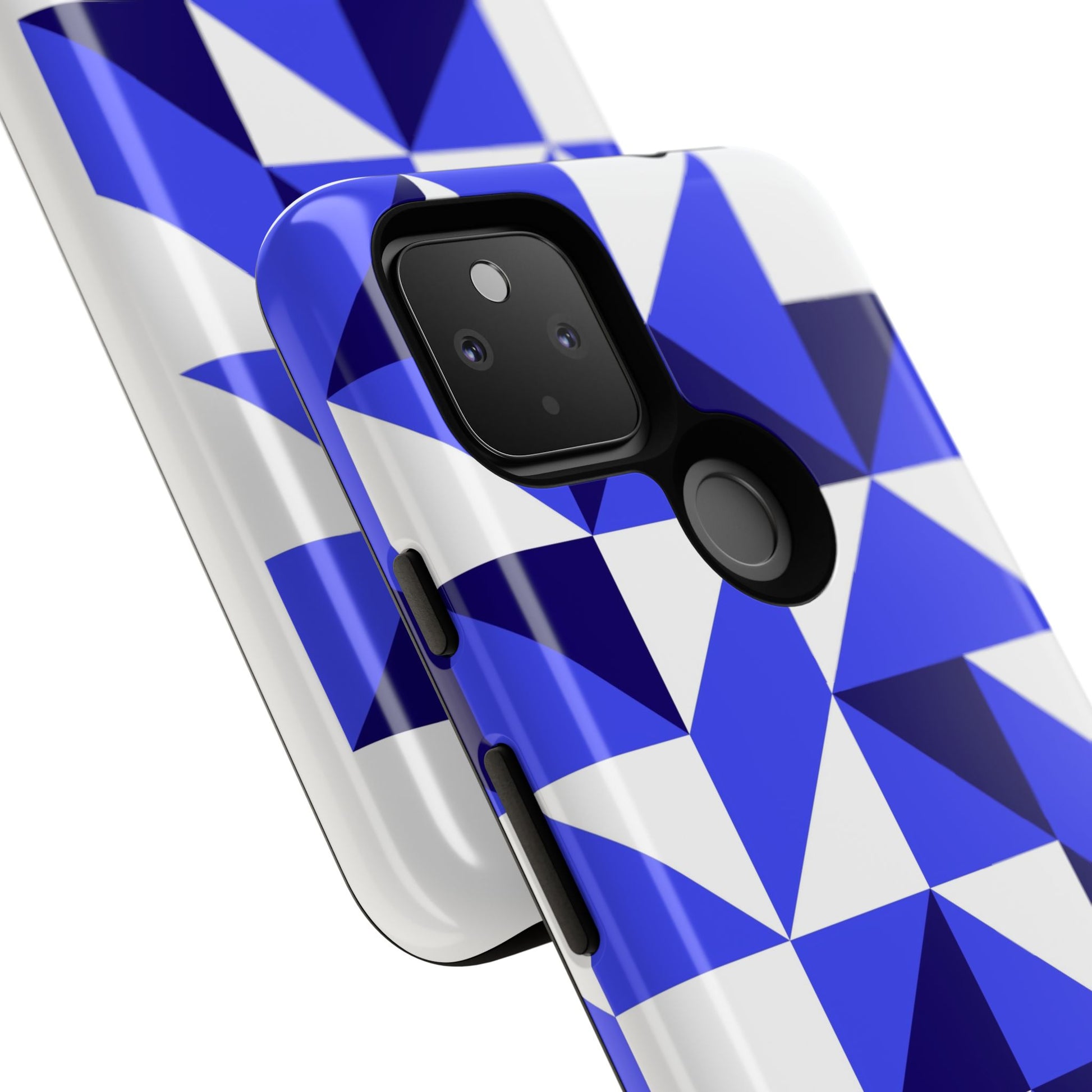 Blue Geometric Phone Case, Tough Cases, Stylish Phone Cover, Great for Gifts, Trendy Accessory, Abstract Pattern Design - FORMO