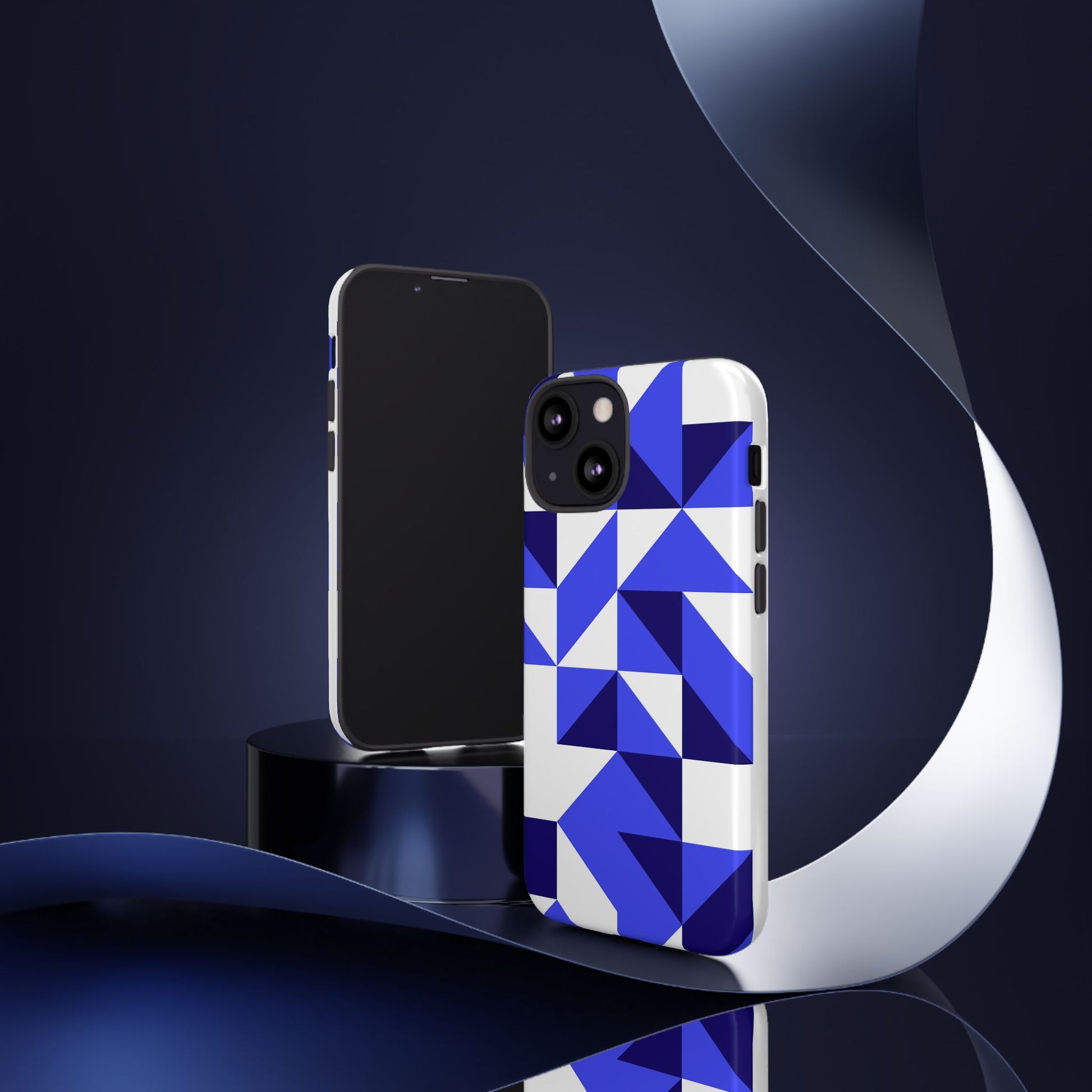 Blue Geometric Phone Case, Tough Cases, Stylish Phone Cover, Great for Gifts, Trendy Accessory, Abstract Pattern Design - FORMO