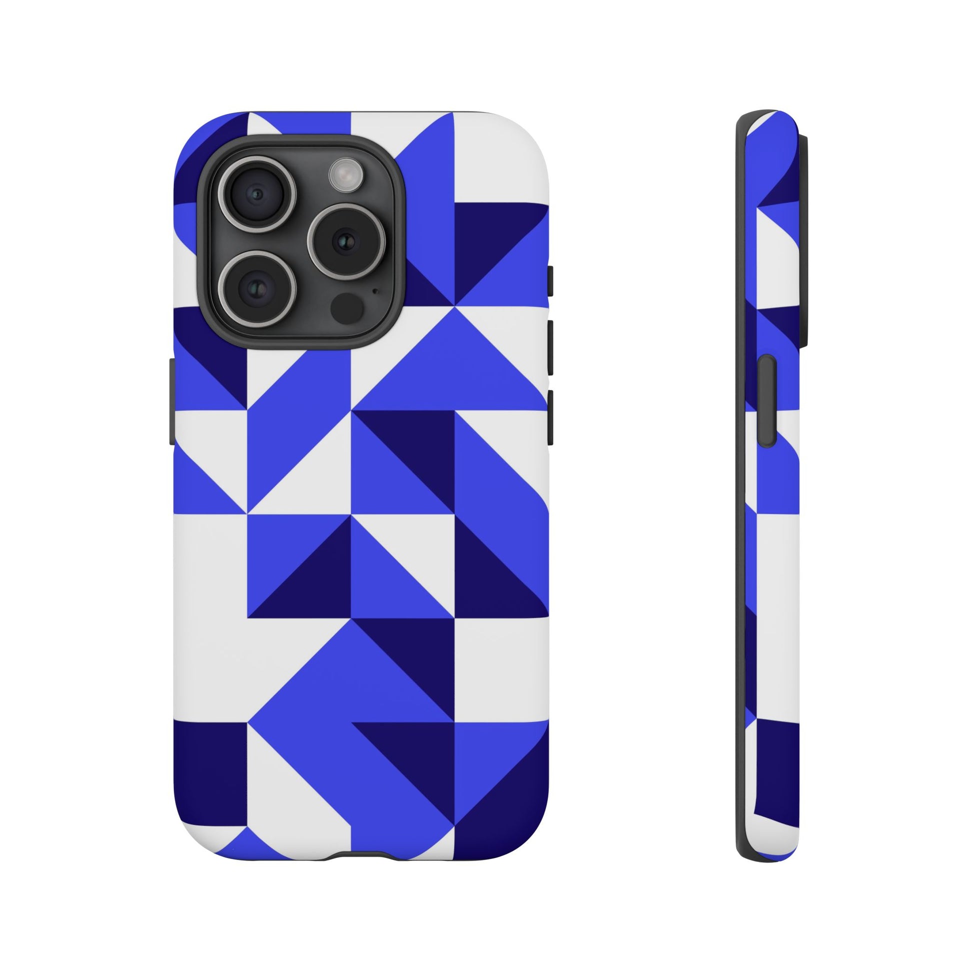 Blue Geometric Phone Case, Tough Cases, Stylish Phone Cover, Great for Gifts, Trendy Accessory, Abstract Pattern Design - FORMO