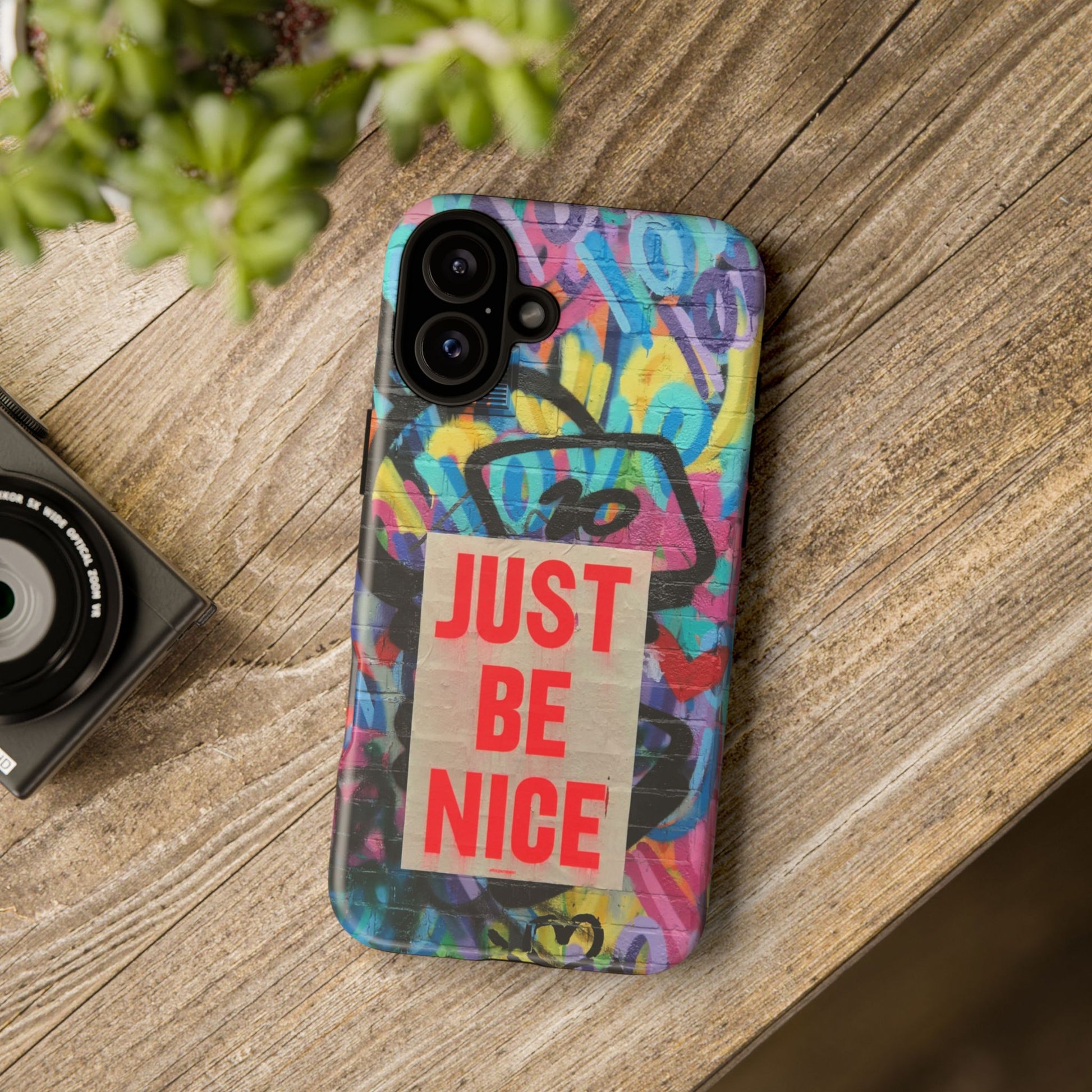 Colorful Phone Case - Just Be Nice Design, Motivational Gift, Phone Accessories, Unique Custom Case, Positive Vibe Tech Gear - FORMO