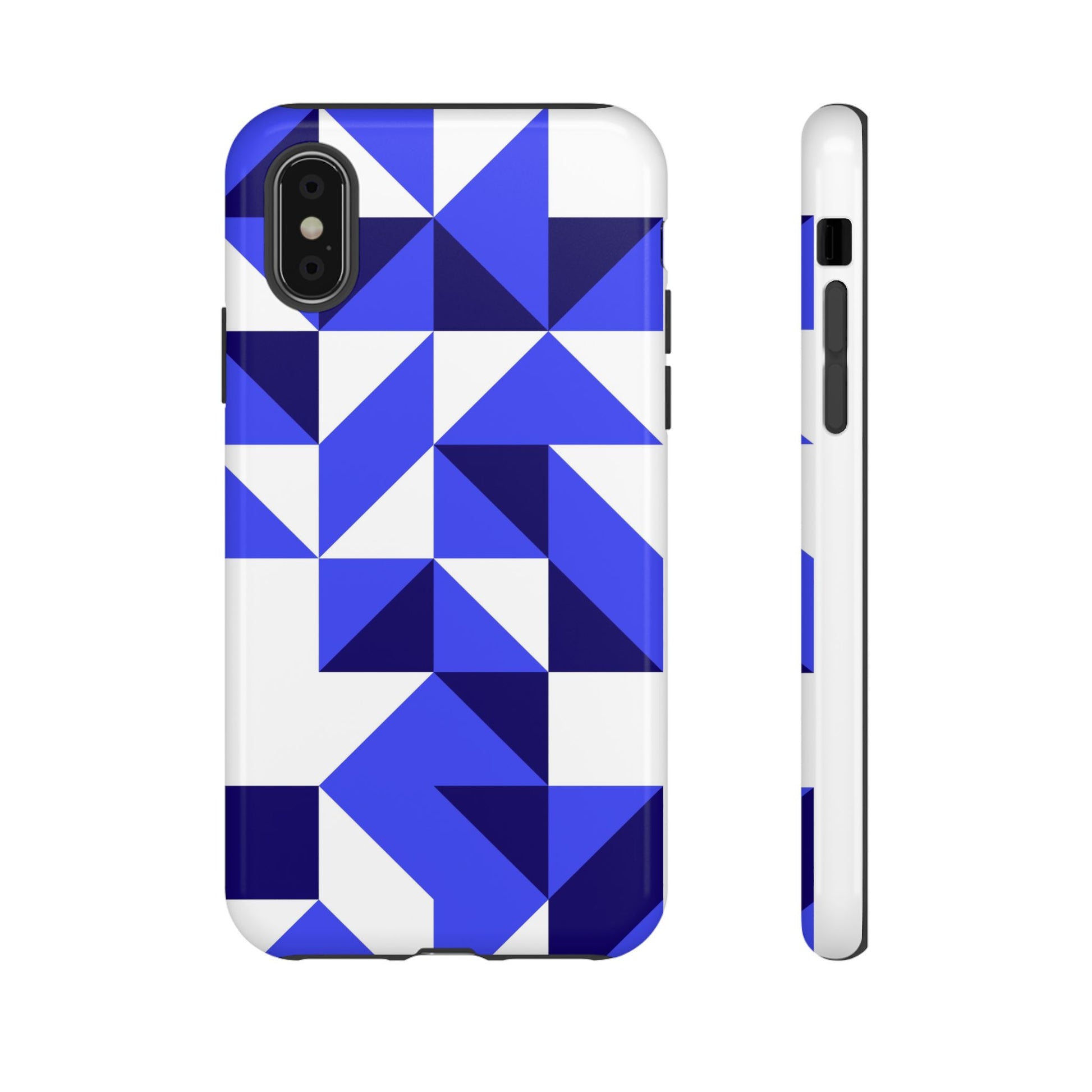 Blue Geometric Phone Case, Tough Cases, Stylish Phone Cover, Great for Gifts, Trendy Accessory, Abstract Pattern Design - FORMO