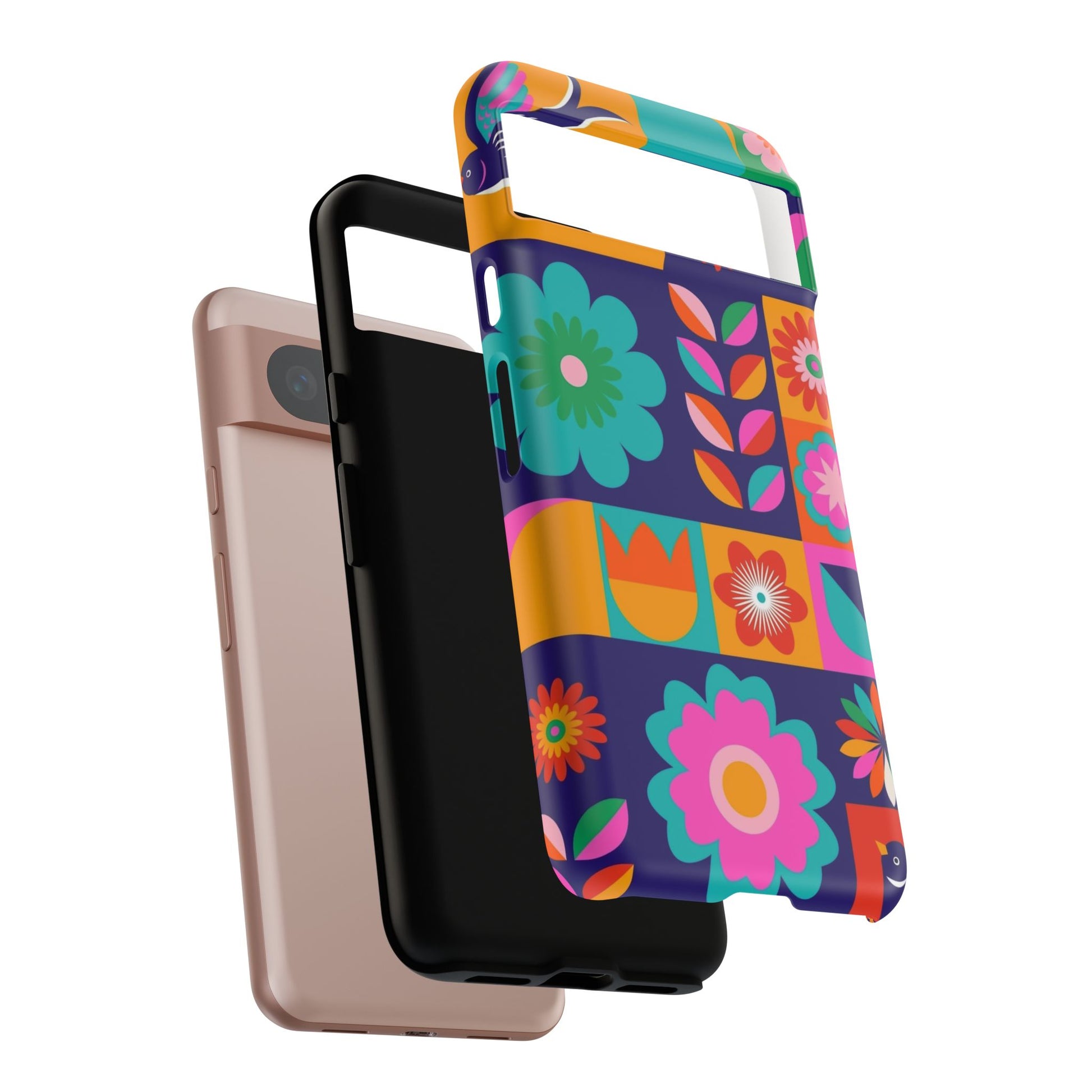 Colorful Floral Phone Case, Tough Cases for Protection, Vibrant Design Cover for Gift, Stylish Cell Phone Accessory, Fun Floral Designs - FORMO