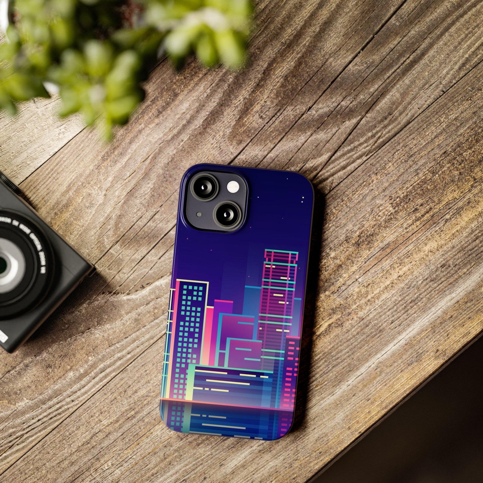 Urban Skyline Slim Phone Cases, Cityscape iPhone Cover, Colorful Night Design, Trendy Phone Accessory, Gifts for City Lovers - FORMO