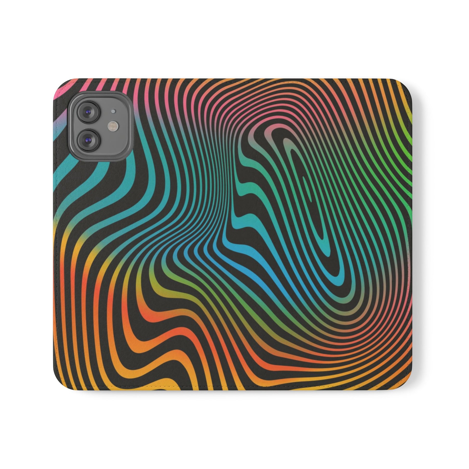 Vibrant Abstract Flip Case for Phone, Colorful Phone Wallet, Trendy Protective Cover, Unique Gift for Tech Lovers, Modern Accessories - FORMO