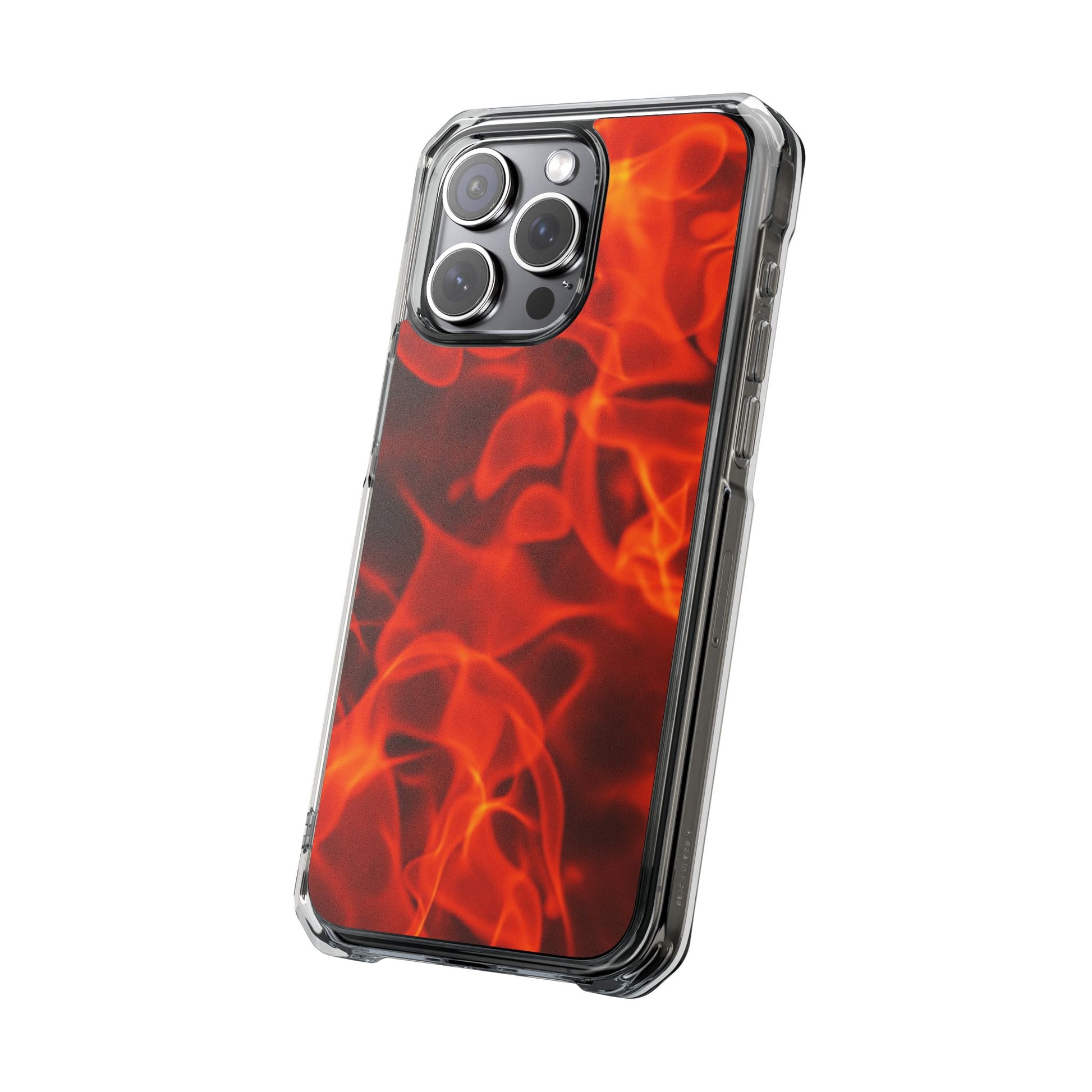 Magnetic Clear Phone Cases with Fiery Design, Protective Case for iPhone, Customizable Tech Accessory, Unique Gift Idea, Holiday Gift - FORMO