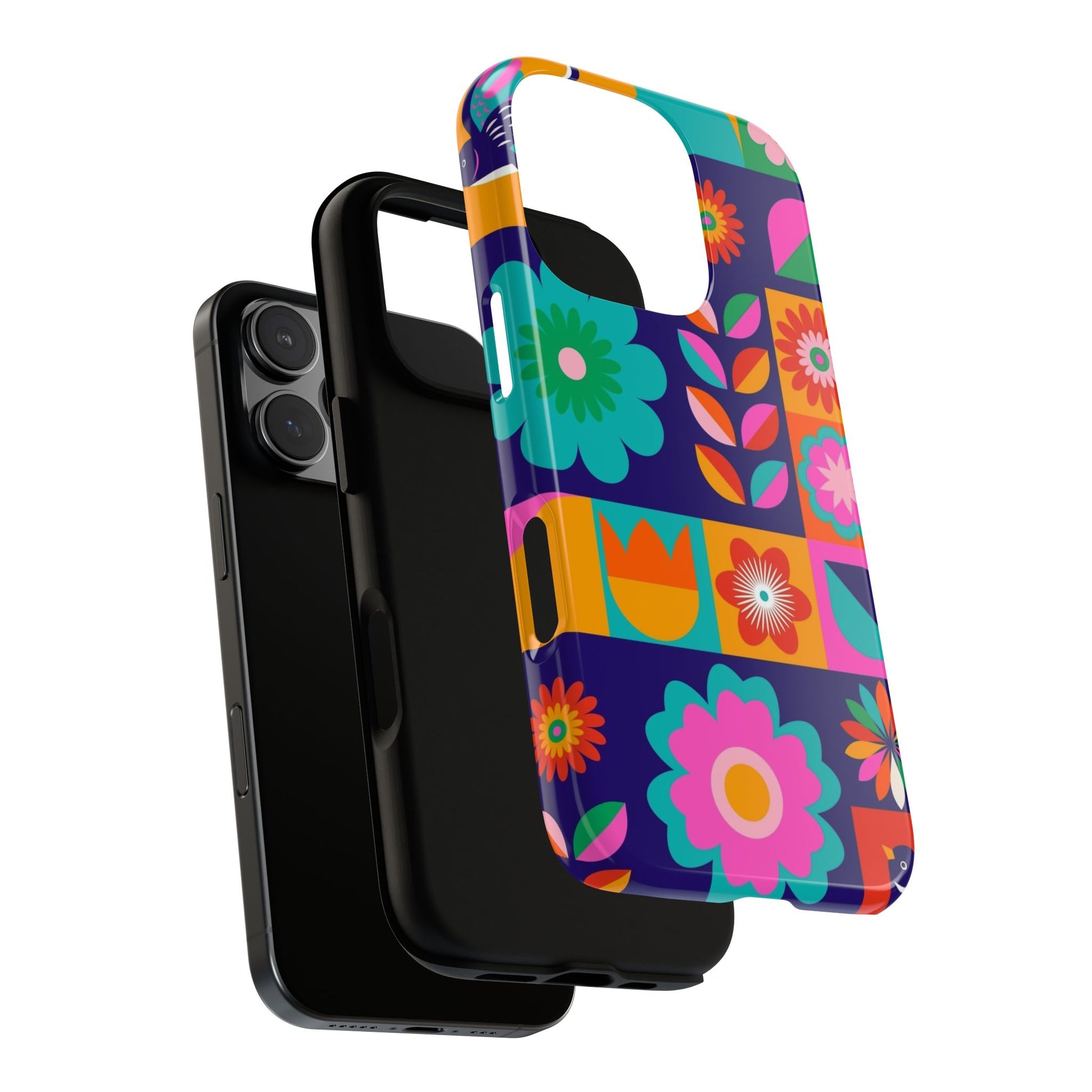 Colorful Floral Phone Case, Tough Cases for Protection, Vibrant Design Cover for Gift, Stylish Cell Phone Accessory, Fun Floral Designs - FORMO
