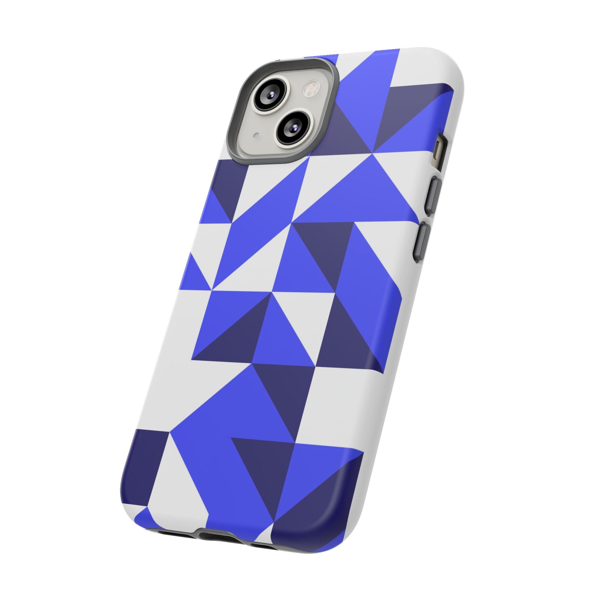 Blue Geometric Phone Case, Tough Cases, Stylish Phone Cover, Great for Gifts, Trendy Accessory, Abstract Pattern Design - FORMO