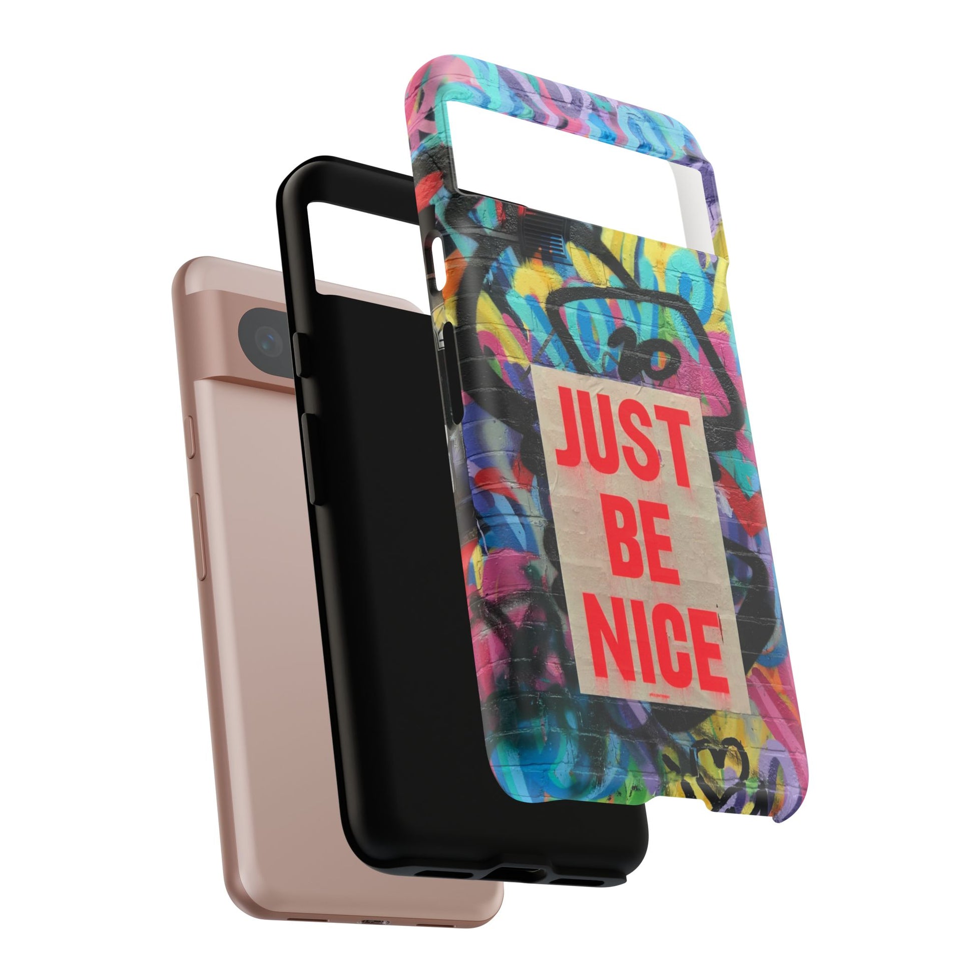 Colorful Phone Case - Just Be Nice Design, Motivational Gift, Phone Accessories, Unique Custom Case, Positive Vibe Tech Gear - FORMO