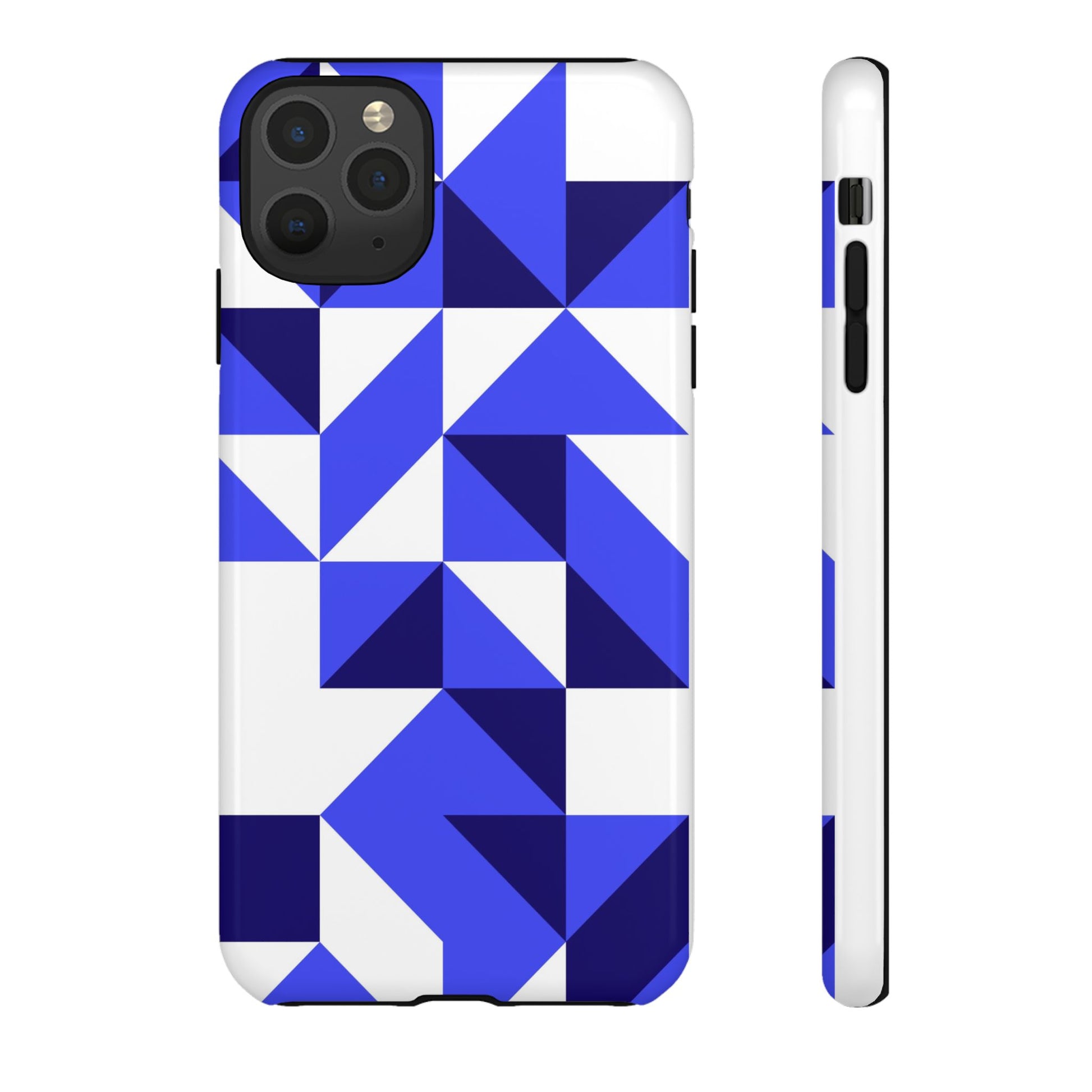 Blue Geometric Phone Case, Tough Cases, Stylish Phone Cover, Great for Gifts, Trendy Accessory, Abstract Pattern Design - FORMO