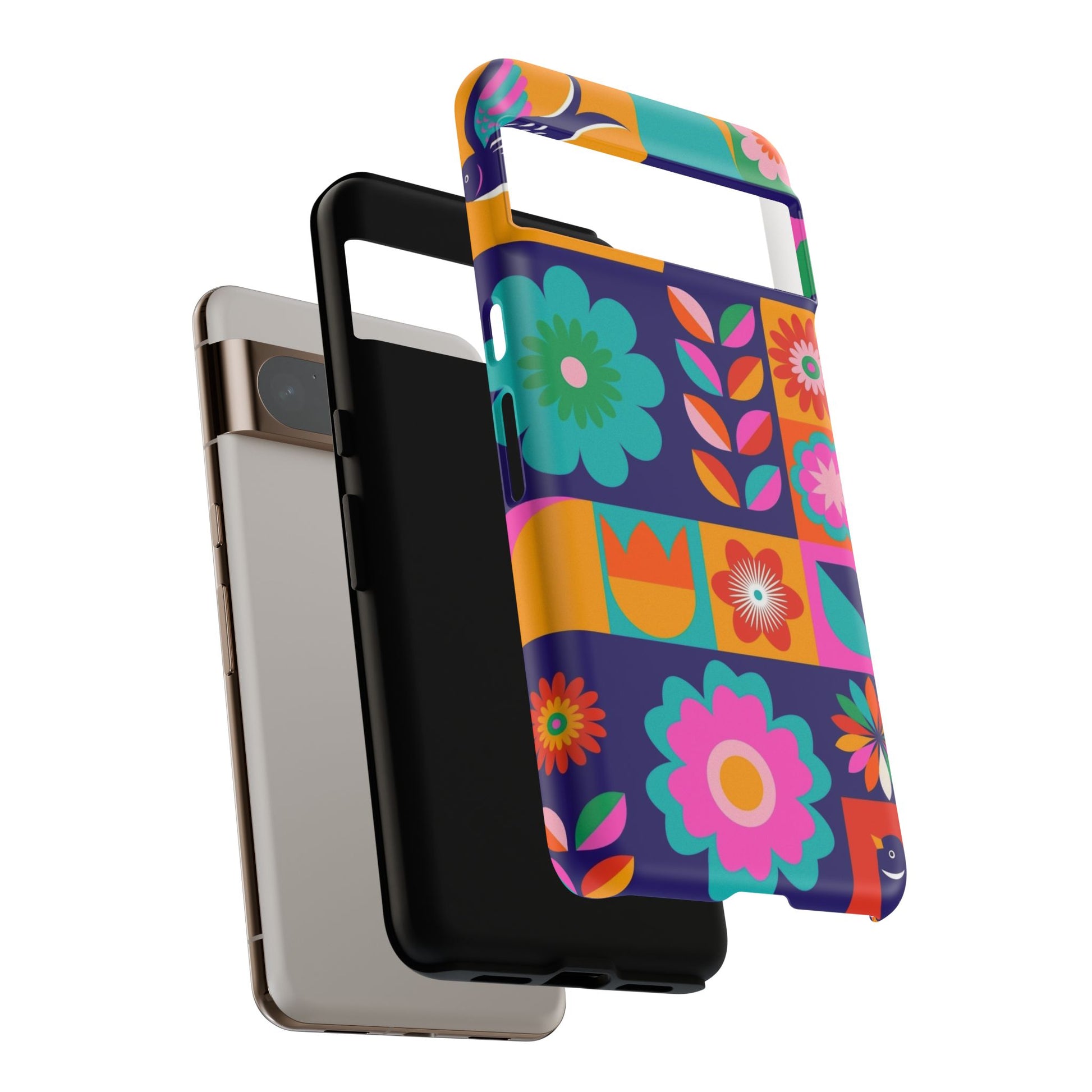 Colorful Floral Phone Case, Tough Cases for Protection, Vibrant Design Cover for Gift, Stylish Cell Phone Accessory, Fun Floral Designs - FORMO