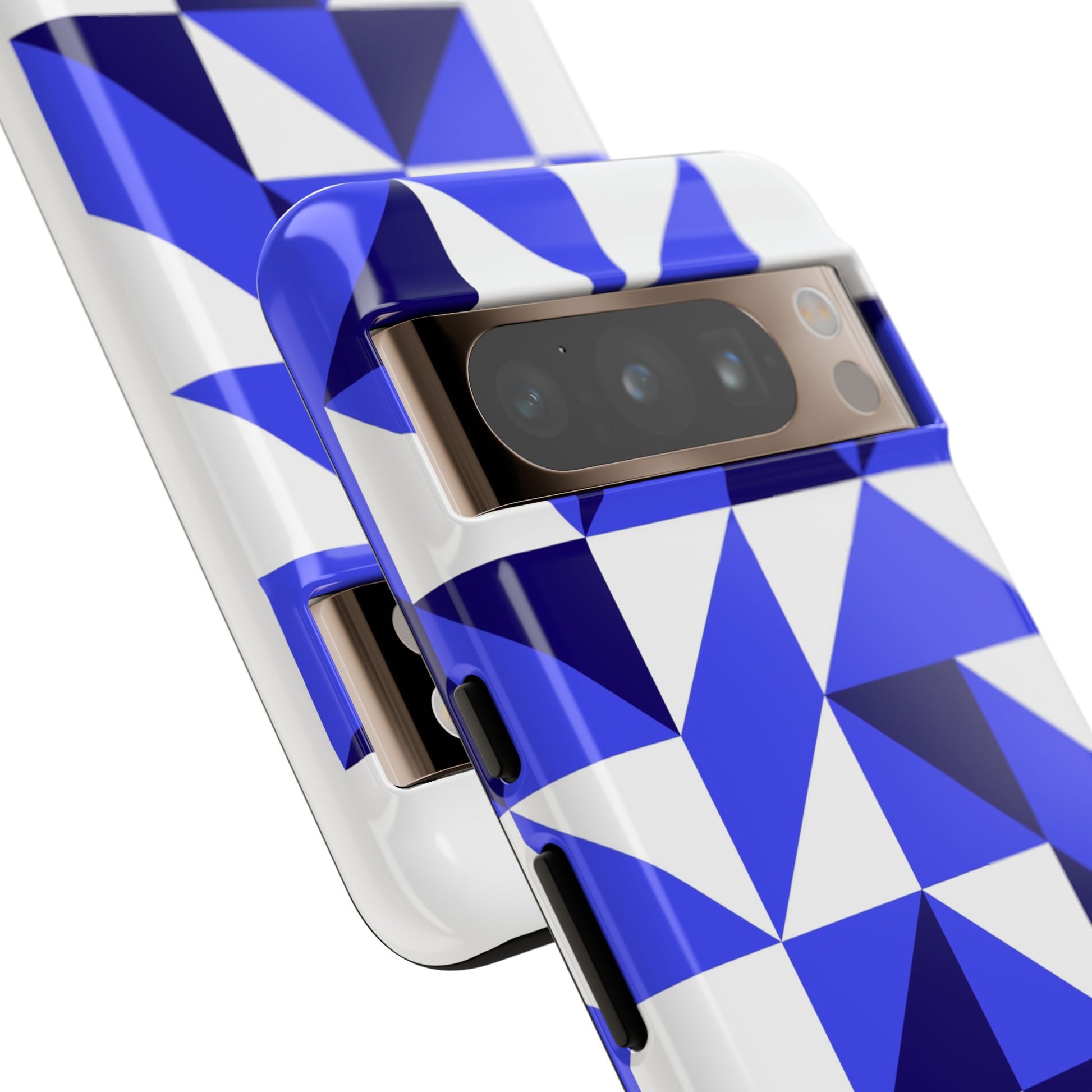 Blue Geometric Phone Case, Tough Cases, Stylish Phone Cover, Great for Gifts, Trendy Accessory, Abstract Pattern Design - FORMO
