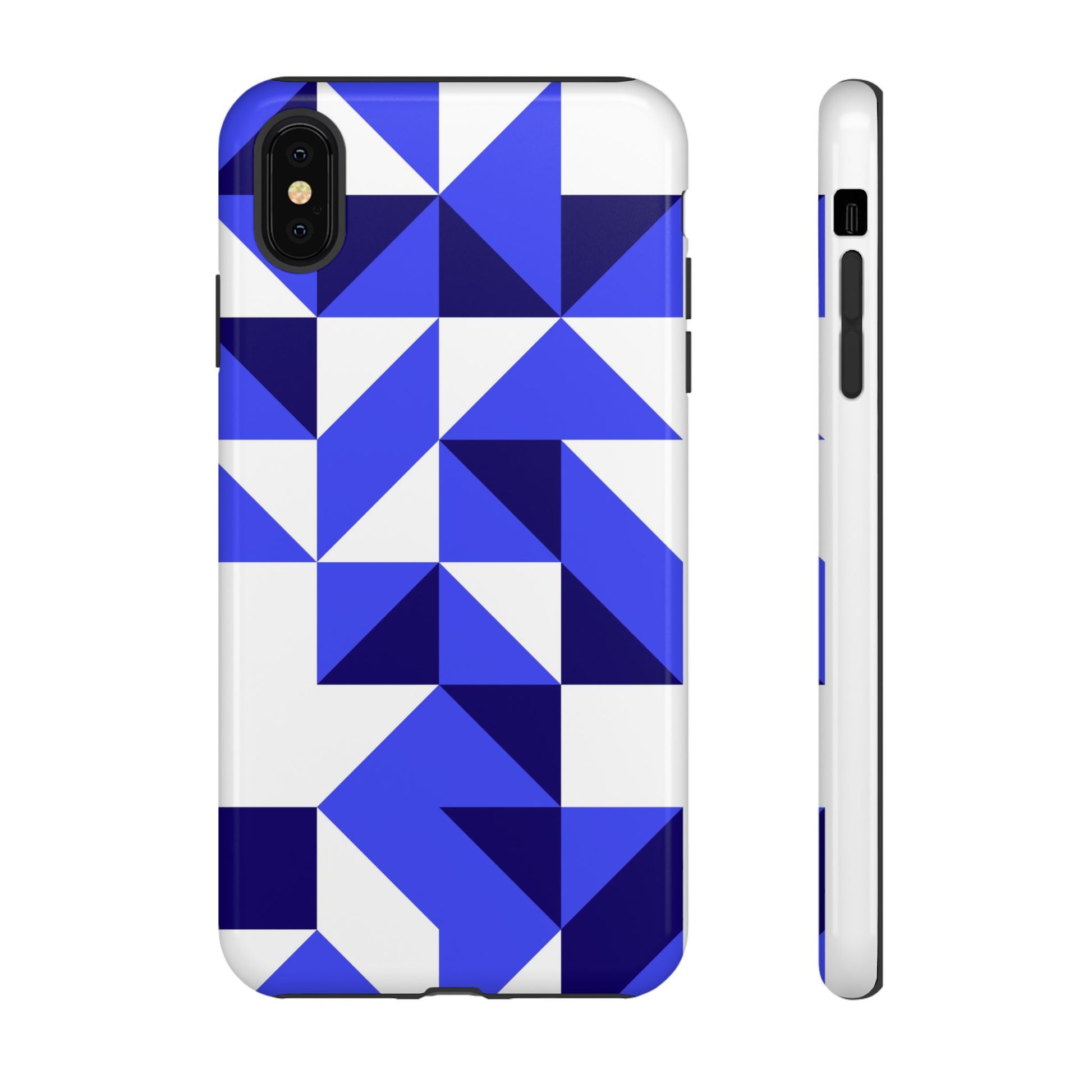 Blue Geometric Phone Case, Tough Cases, Stylish Phone Cover, Great for Gifts, Trendy Accessory, Abstract Pattern Design - FORMO