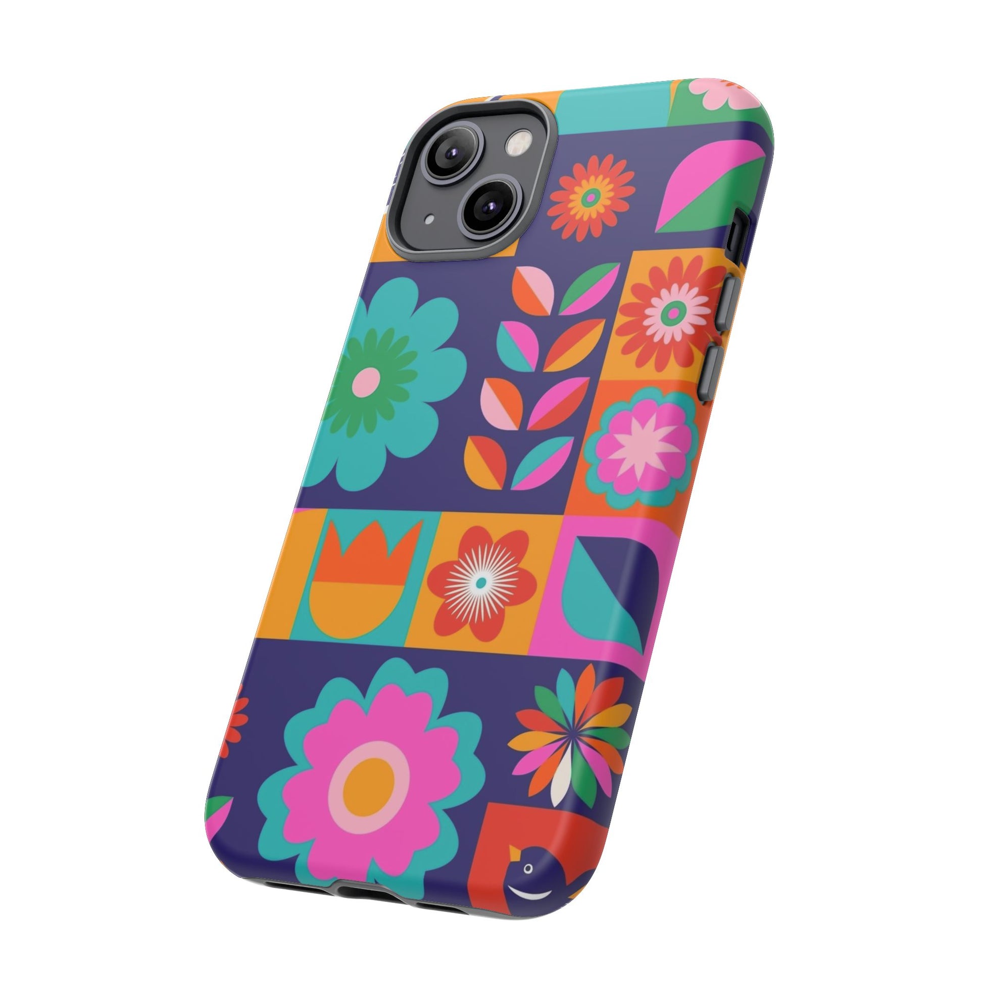 Colorful Floral Phone Case, Tough Cases for Protection, Vibrant Design Cover for Gift, Stylish Cell Phone Accessory, Fun Floral Designs - FORMO