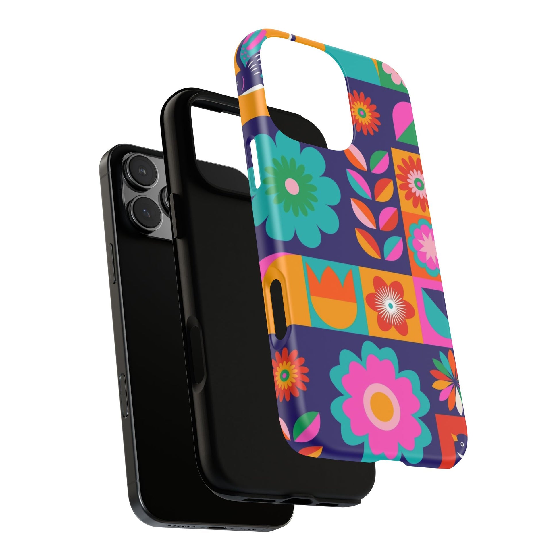Colorful Floral Phone Case, Tough Cases for Protection, Vibrant Design Cover for Gift, Stylish Cell Phone Accessory, Fun Floral Designs - FORMO