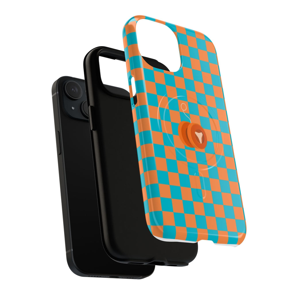 Vibrant Tough Magnetic Phone Case for Protection, Checkerboard Design for Tech Lovers, Gift for Birthdays, Holidays, or Daily Use