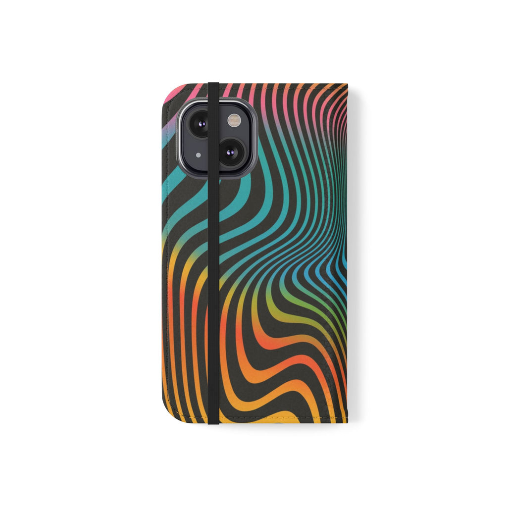 Vibrant Abstract Flip Case for Phone, Colorful Phone Wallet, Trendy Protective Cover, Unique Gift for Tech Lovers, Modern Accessories - FORMO