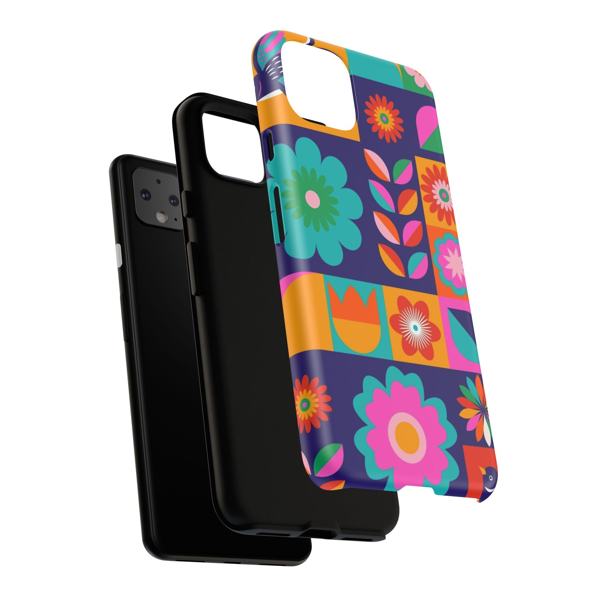 Colorful Floral Phone Case, Tough Cases for Protection, Vibrant Design Cover for Gift, Stylish Cell Phone Accessory, Fun Floral Designs - FORMO