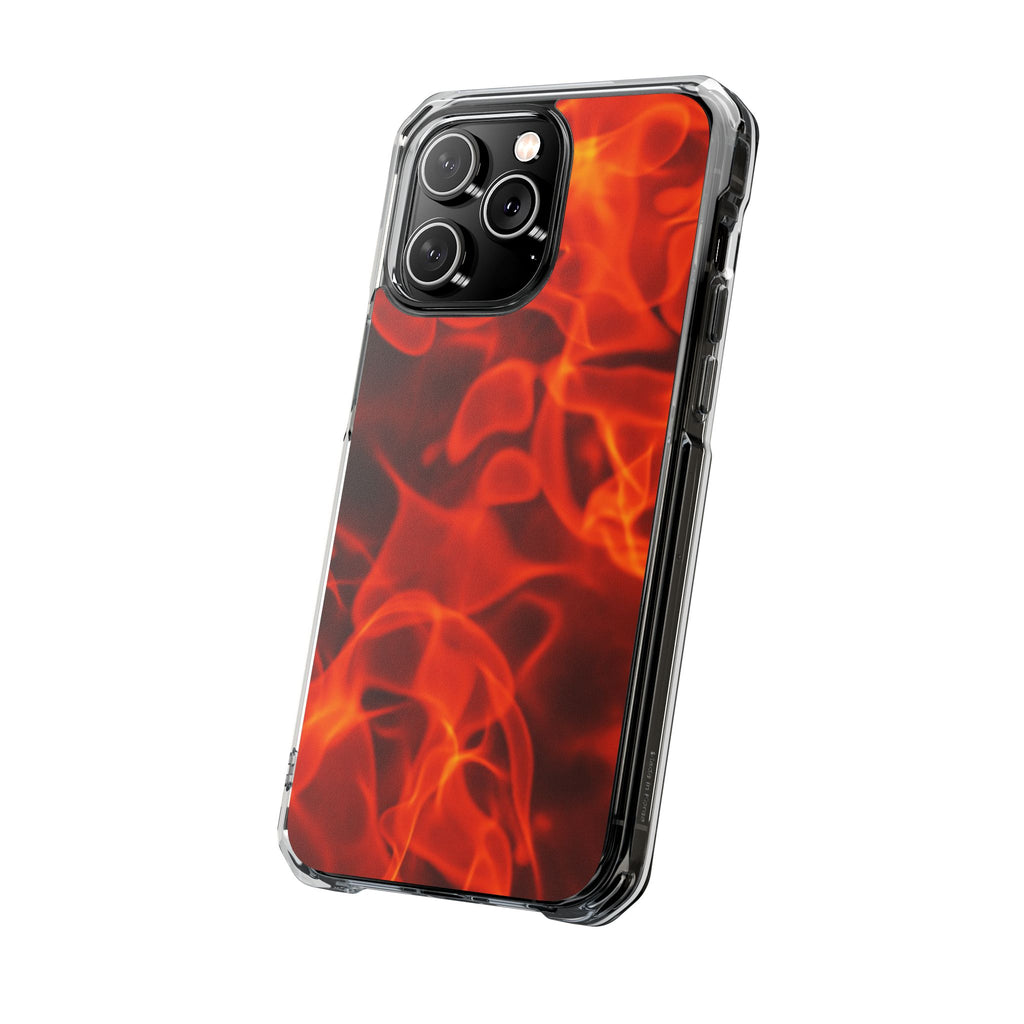 Magnetic Clear Phone Cases with Fiery Design, Protective Case for iPhone, Customizable Tech Accessory, Unique Gift Idea, Holiday Gift - FORMO