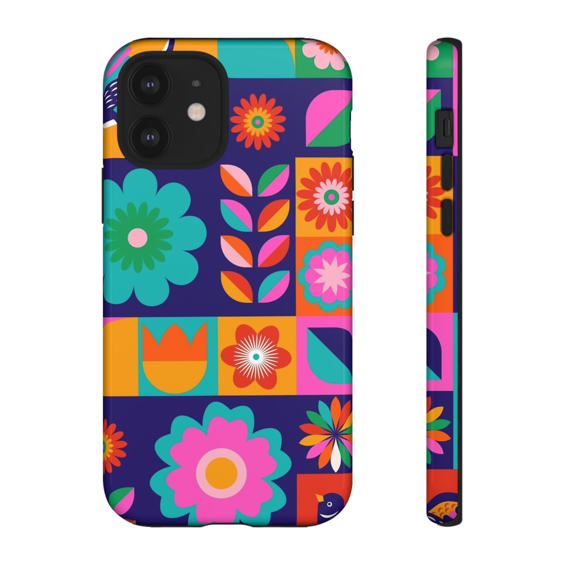Colorful Floral Phone Case, Tough Cases for Protection, Vibrant Design Cover for Gift, Stylish Cell Phone Accessory, Fun Floral Designs - FORMO