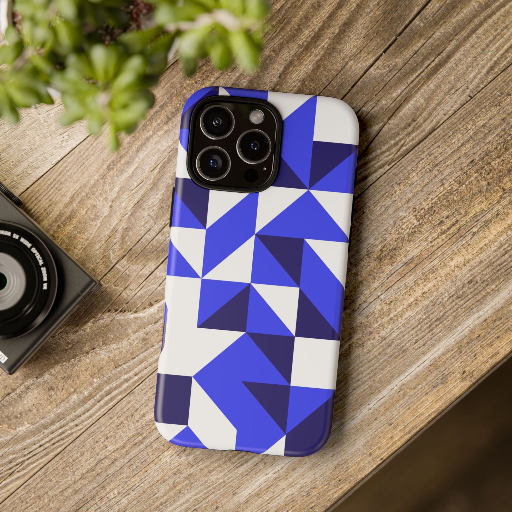 Blue Geometric Phone Case, Tough Cases, Stylish Phone Cover, Great for Gifts, Trendy Accessory, Abstract Pattern Design - FORMO