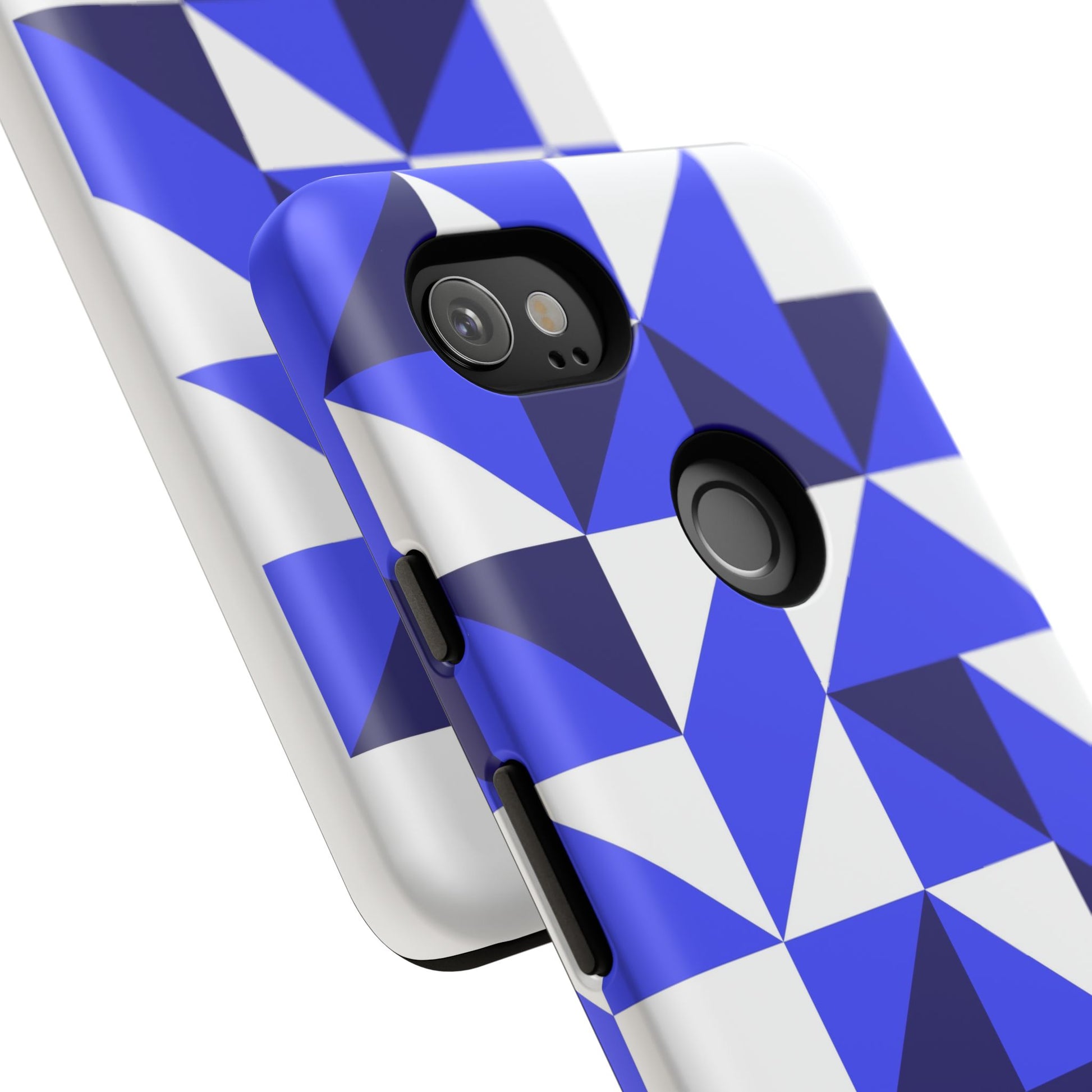 Blue Geometric Phone Case, Tough Cases, Stylish Phone Cover, Great for Gifts, Trendy Accessory, Abstract Pattern Design - FORMO