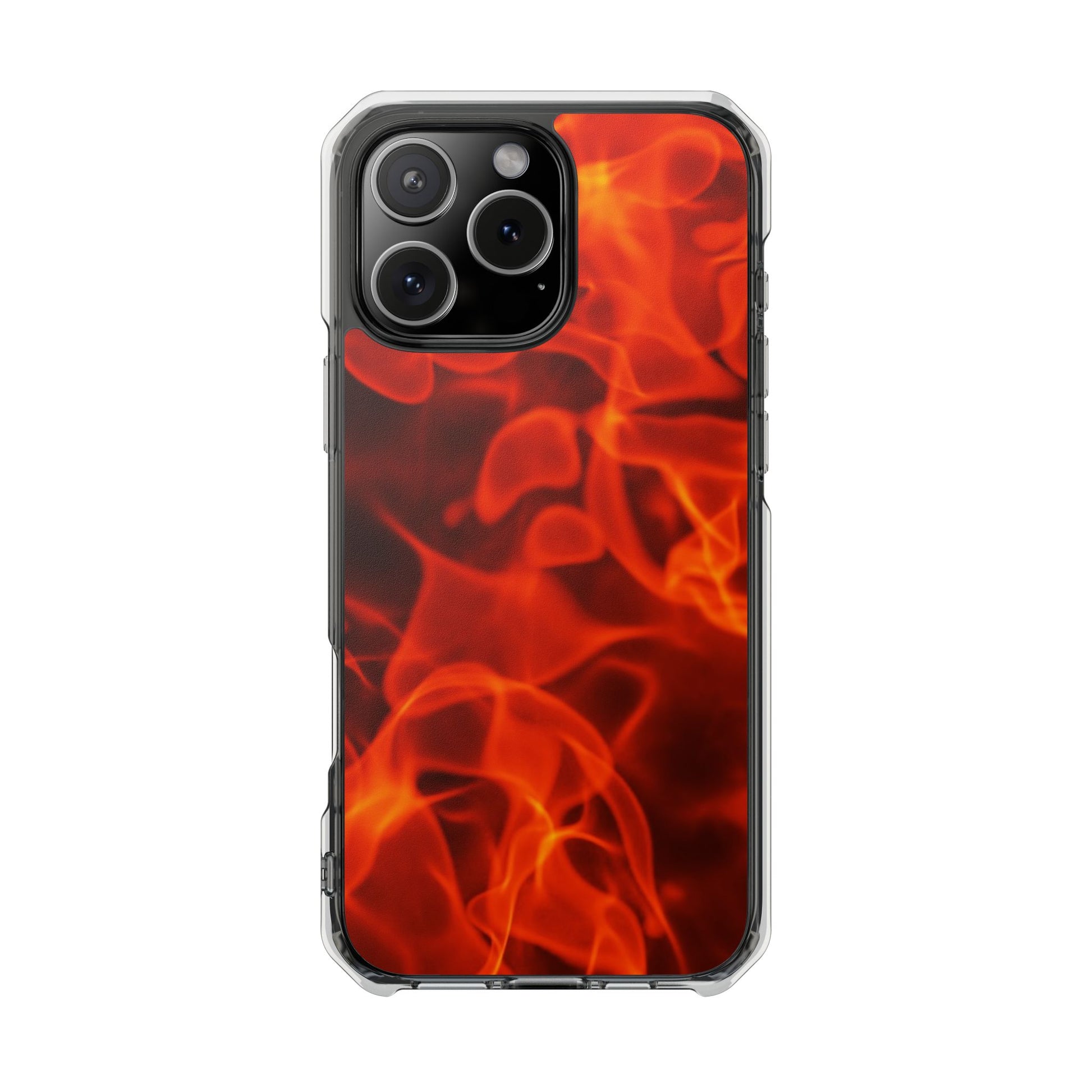 Magnetic Clear Phone Cases with Fiery Design, Protective Case for iPhone, Customizable Tech Accessory, Unique Gift Idea, Holiday Gift - FORMO