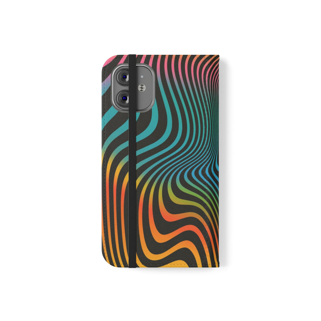 Vibrant Abstract Flip Case for Phone, Colorful Phone Wallet, Trendy Protective Cover, Unique Gift for Tech Lovers, Modern Accessories - FORMO