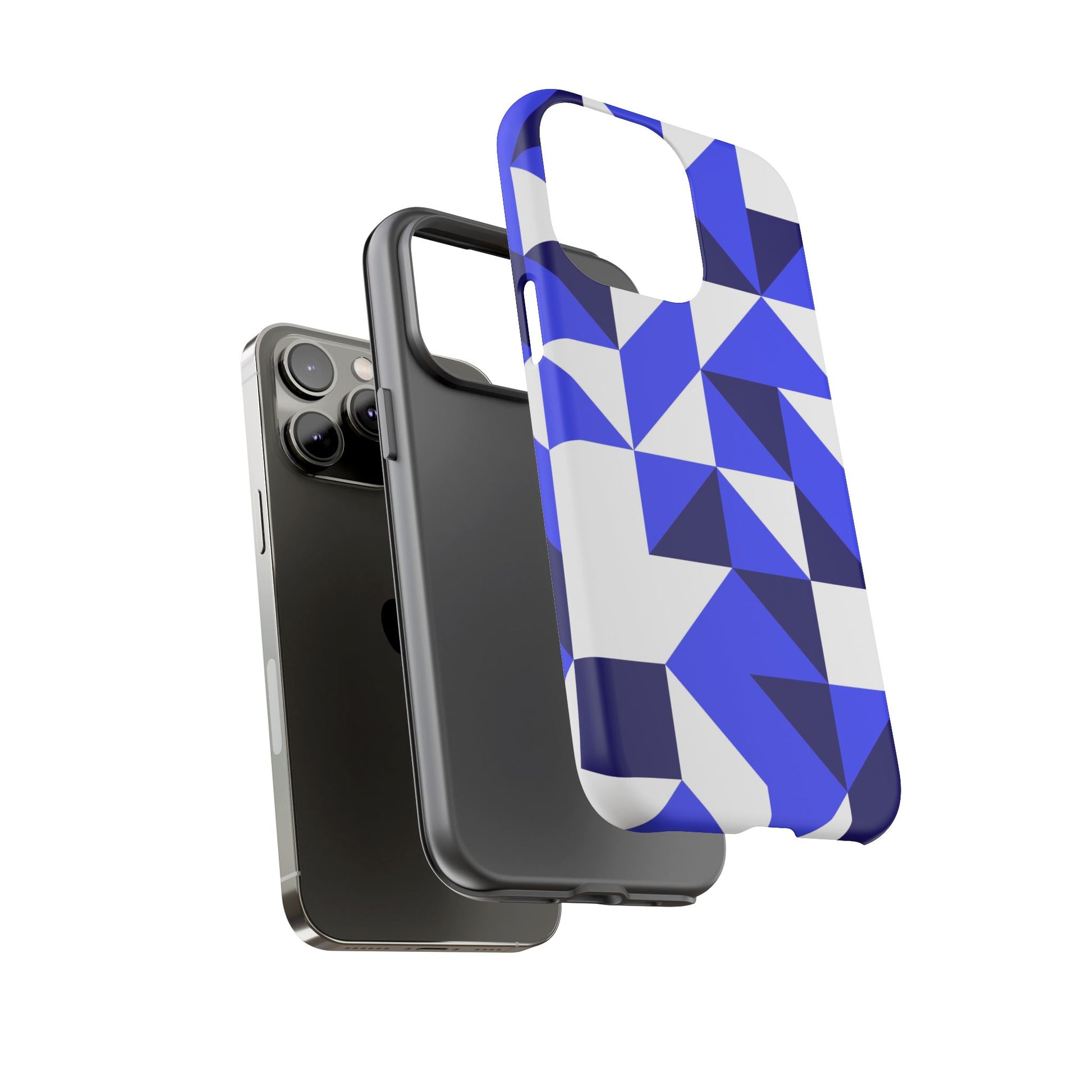 Blue Geometric Phone Case, Tough Cases, Stylish Phone Cover, Great for Gifts, Trendy Accessory, Abstract Pattern Design - FORMO