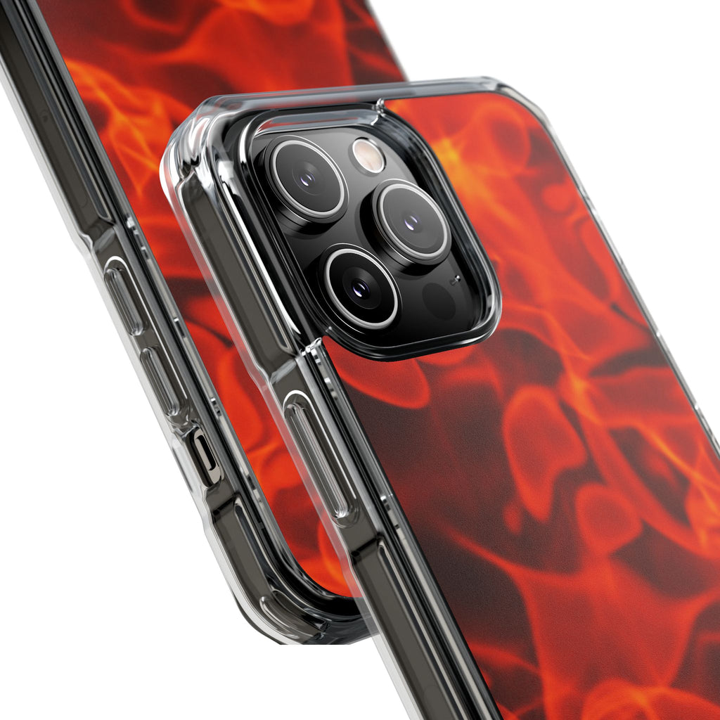 Magnetic Clear Phone Cases with Fiery Design, Protective Case for iPhone, Customizable Tech Accessory, Unique Gift Idea, Holiday Gift - FORMO