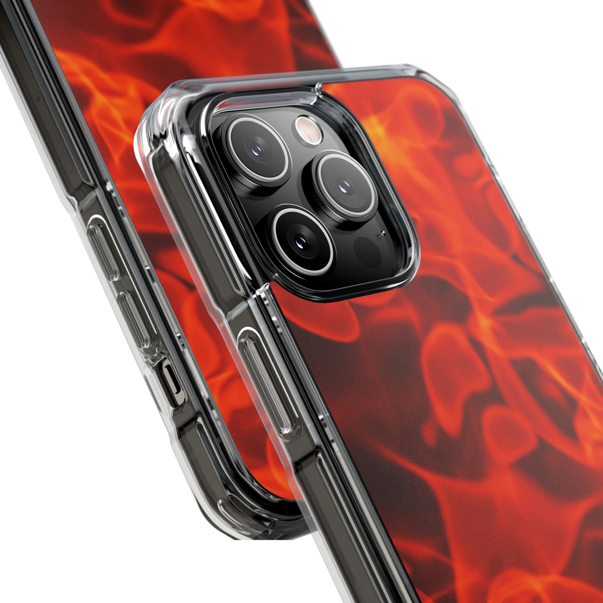 Magnetic Clear Phone Cases with Fiery Design, Protective Case for iPhone, Customizable Tech Accessory, Unique Gift Idea, Holiday Gift - FORMO