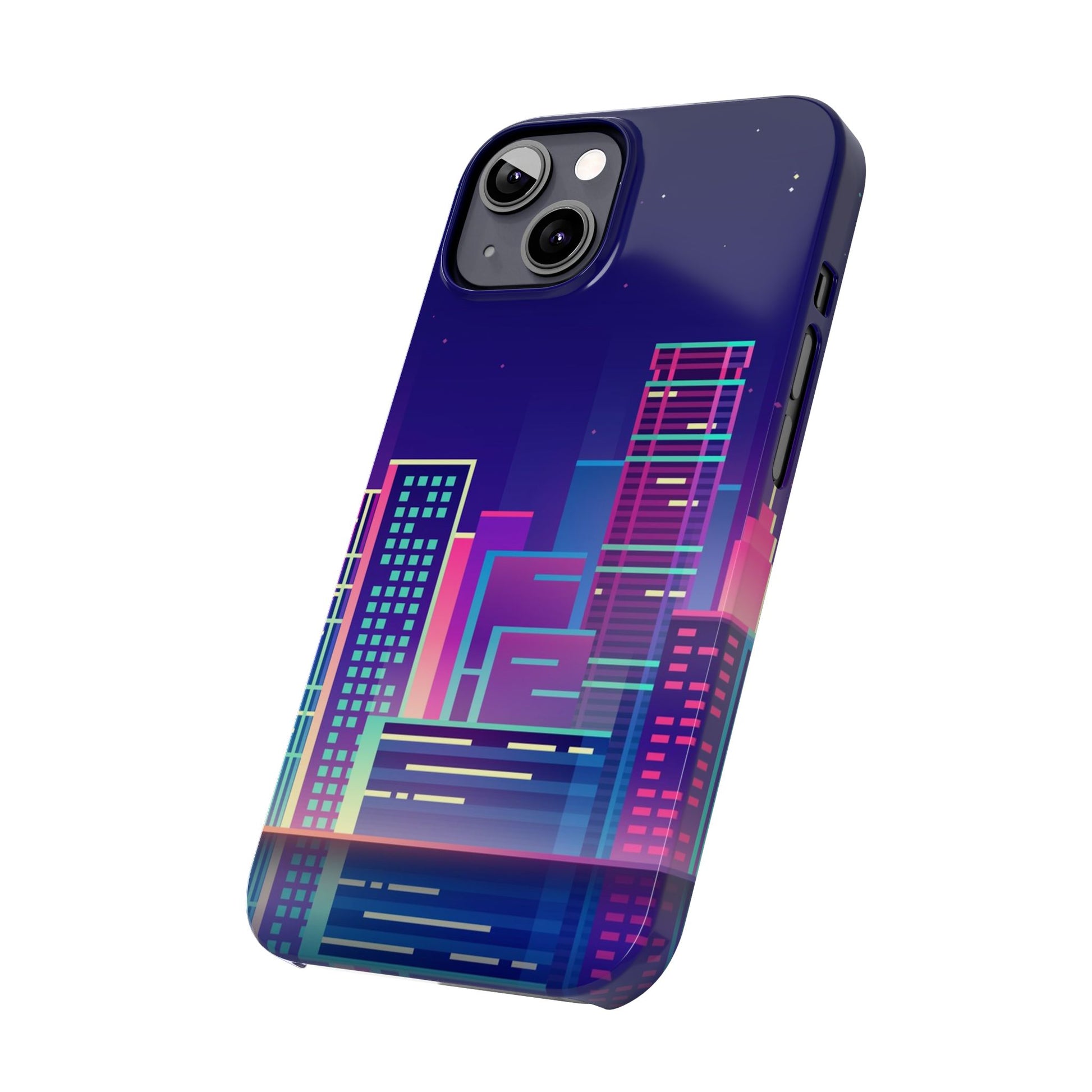 Urban Skyline Slim Phone Cases, Cityscape iPhone Cover, Colorful Night Design, Trendy Phone Accessory, Gifts for City Lovers - FORMO