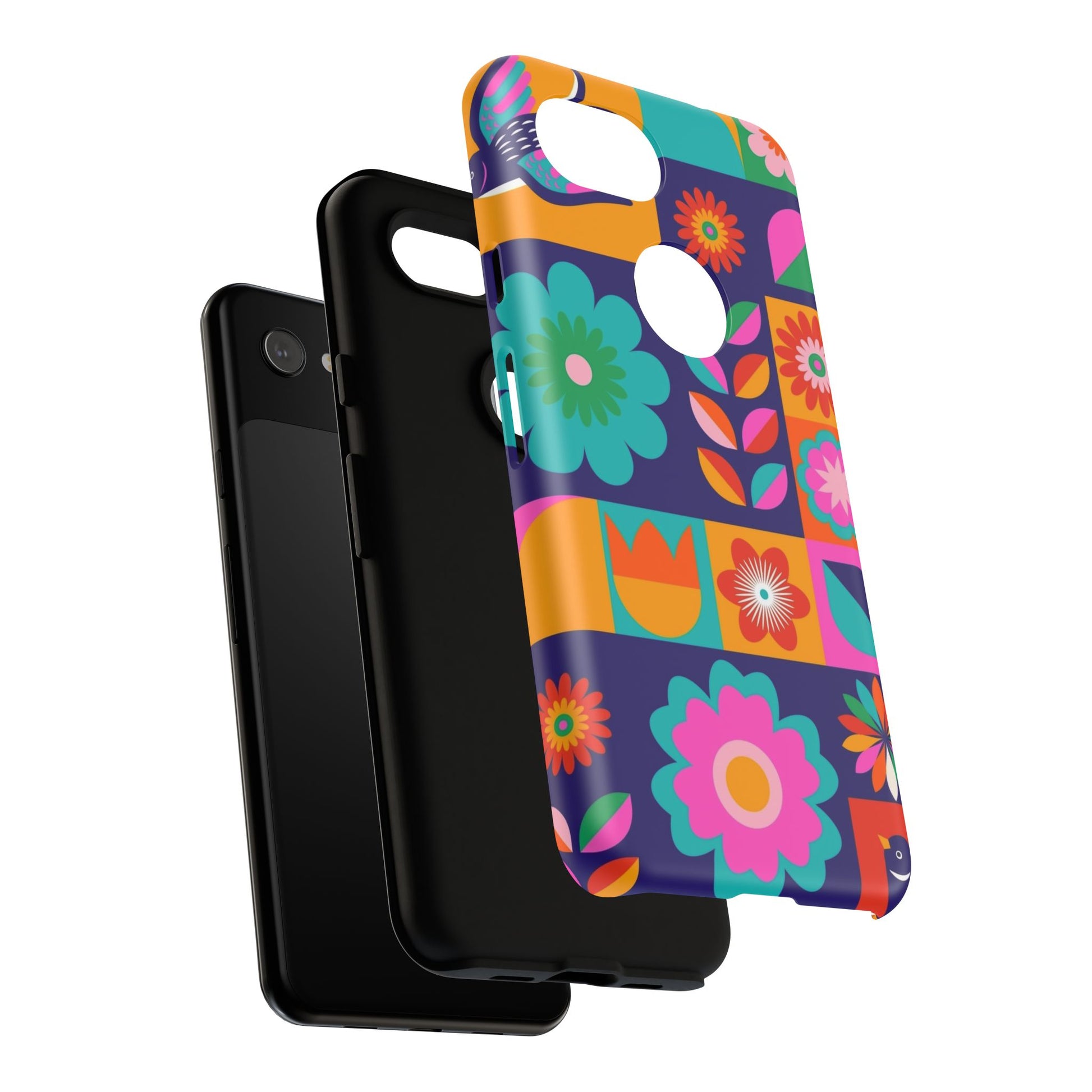 Colorful Floral Phone Case, Tough Cases for Protection, Vibrant Design Cover for Gift, Stylish Cell Phone Accessory, Fun Floral Designs - FORMO