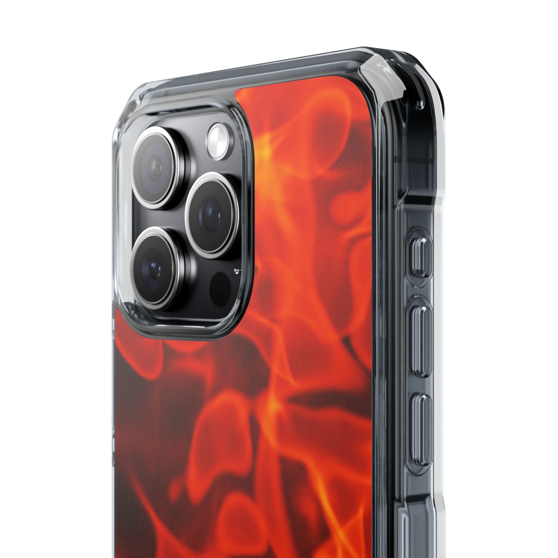 Magnetic Clear Phone Cases with Fiery Design, Protective Case for iPhone, Customizable Tech Accessory, Unique Gift Idea, Holiday Gift - FORMO