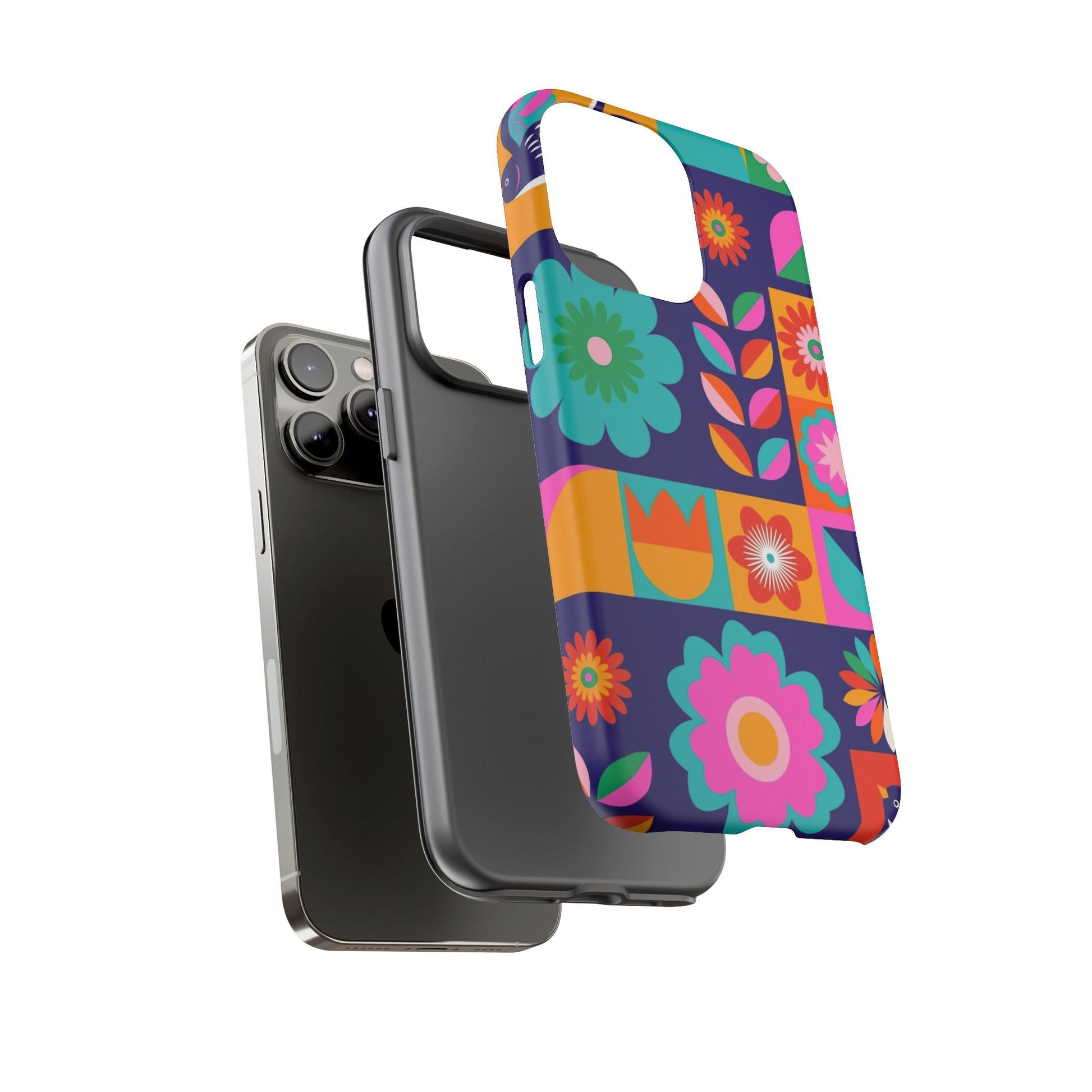 Colorful Floral Phone Case, Tough Cases for Protection, Vibrant Design Cover for Gift, Stylish Cell Phone Accessory, Fun Floral Designs - FORMO
