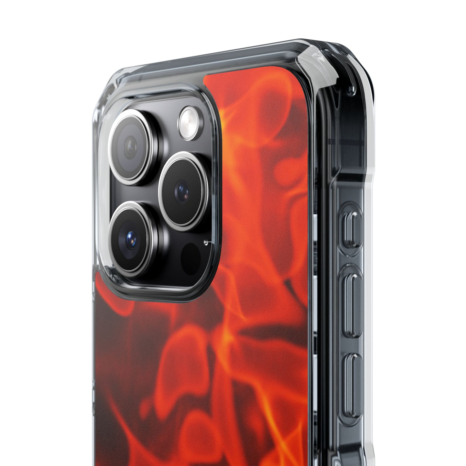 Magnetic Clear Phone Cases with Fiery Design, Protective Case for iPhone, Customizable Tech Accessory, Unique Gift Idea, Holiday Gift - FORMO