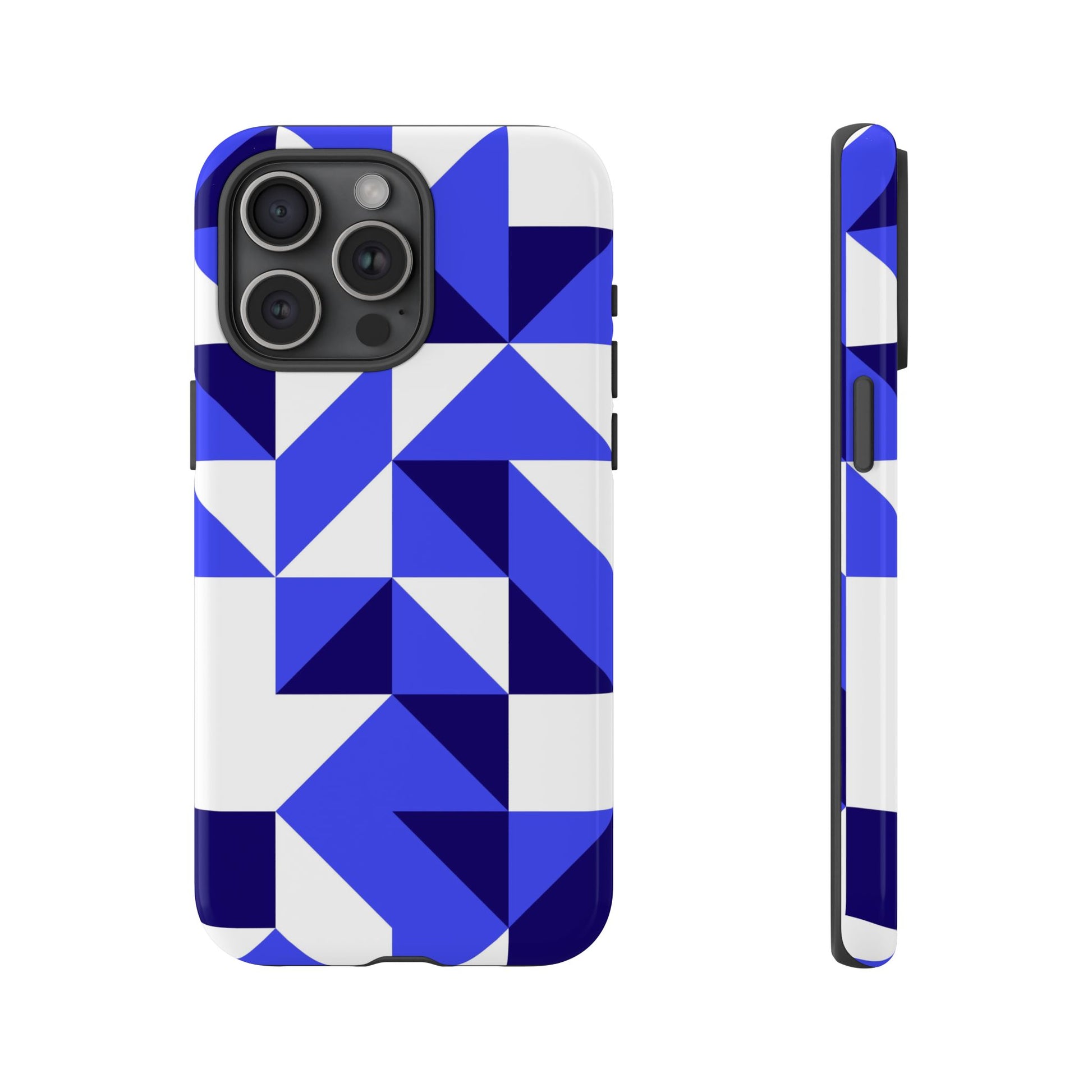 Blue Geometric Phone Case, Tough Cases, Stylish Phone Cover, Great for Gifts, Trendy Accessory, Abstract Pattern Design - FORMO