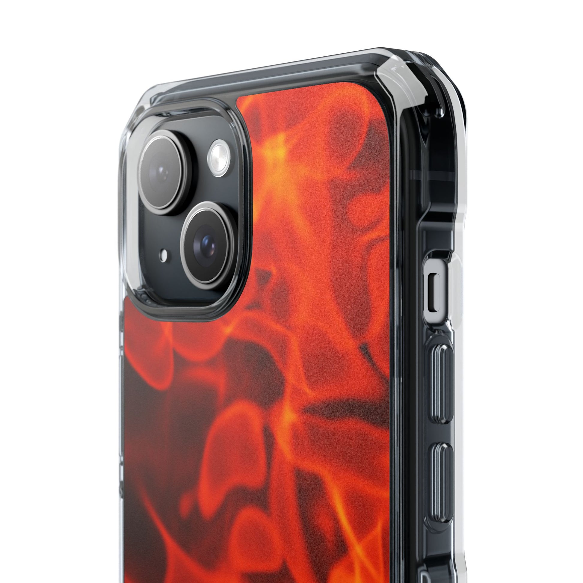 Magnetic Clear Phone Cases with Fiery Design, Protective Case for iPhone, Customizable Tech Accessory, Unique Gift Idea, Holiday Gift - FORMO
