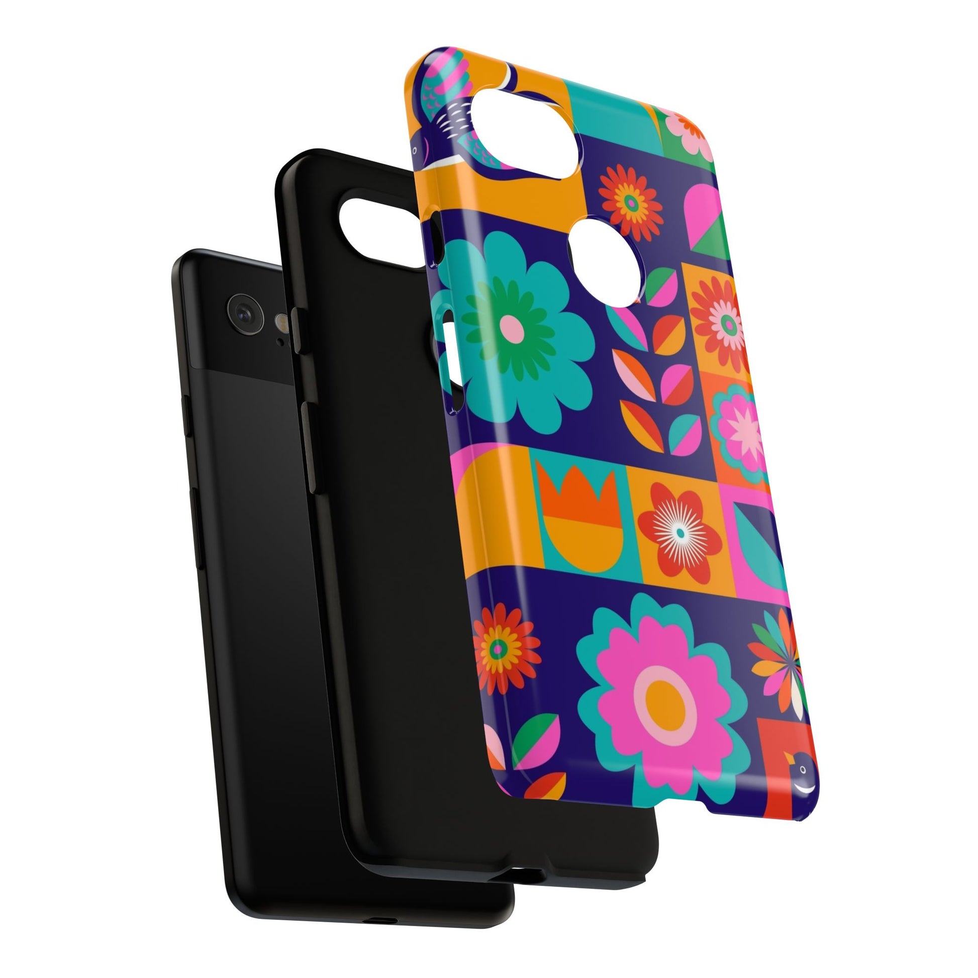 Colorful Floral Phone Case, Tough Cases for Protection, Vibrant Design Cover for Gift, Stylish Cell Phone Accessory, Fun Floral Designs - FORMO