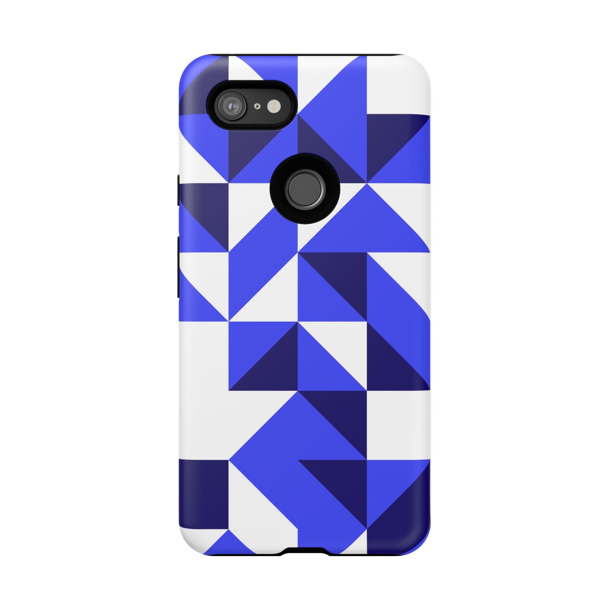 Blue Geometric Phone Case, Tough Cases, Stylish Phone Cover, Great for Gifts, Trendy Accessory, Abstract Pattern Design - FORMO