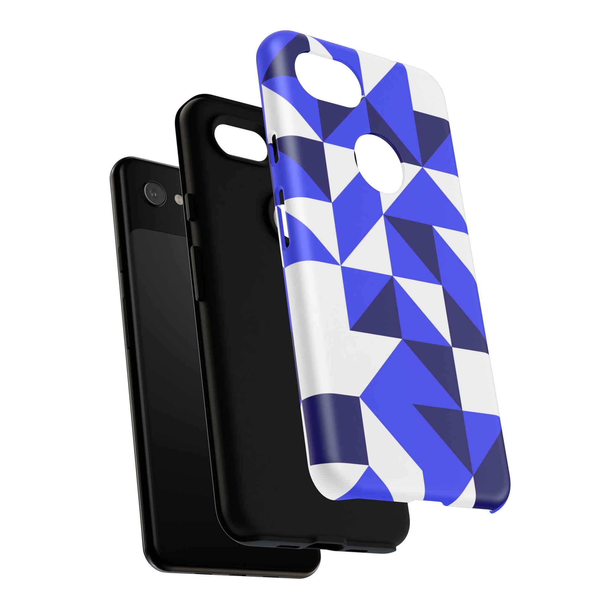 Blue Geometric Phone Case, Tough Cases, Stylish Phone Cover, Great for Gifts, Trendy Accessory, Abstract Pattern Design - FORMO