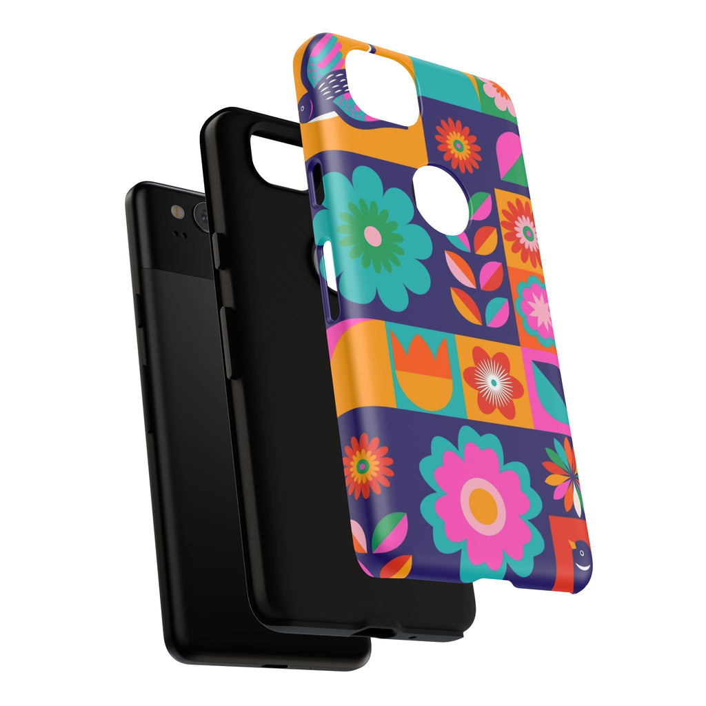 Colorful Floral Phone Case, Tough Cases for Protection, Vibrant Design Cover for Gift, Stylish Cell Phone Accessory, Fun Floral Designs - FORMO