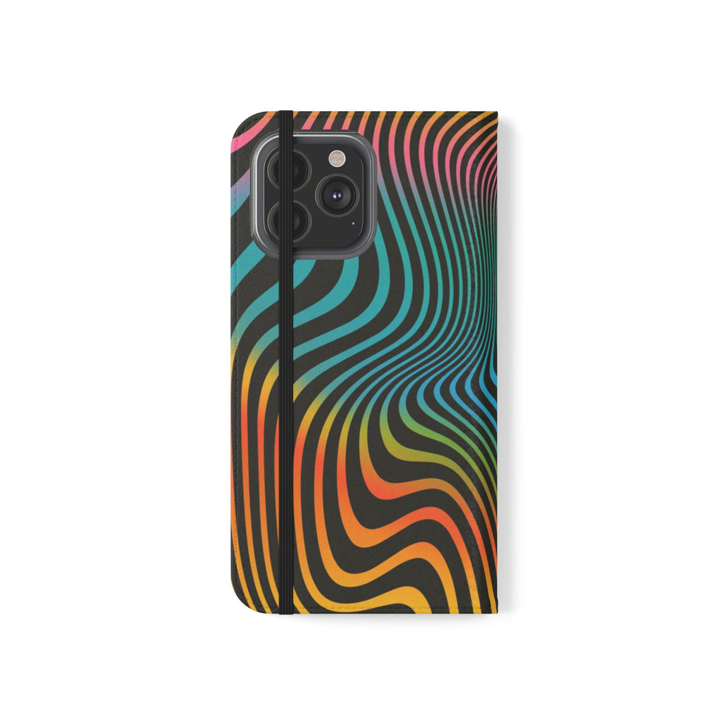 Vibrant Abstract Flip Case for Phone, Colorful Phone Wallet, Trendy Protective Cover, Unique Gift for Tech Lovers, Modern Accessories - FORMO