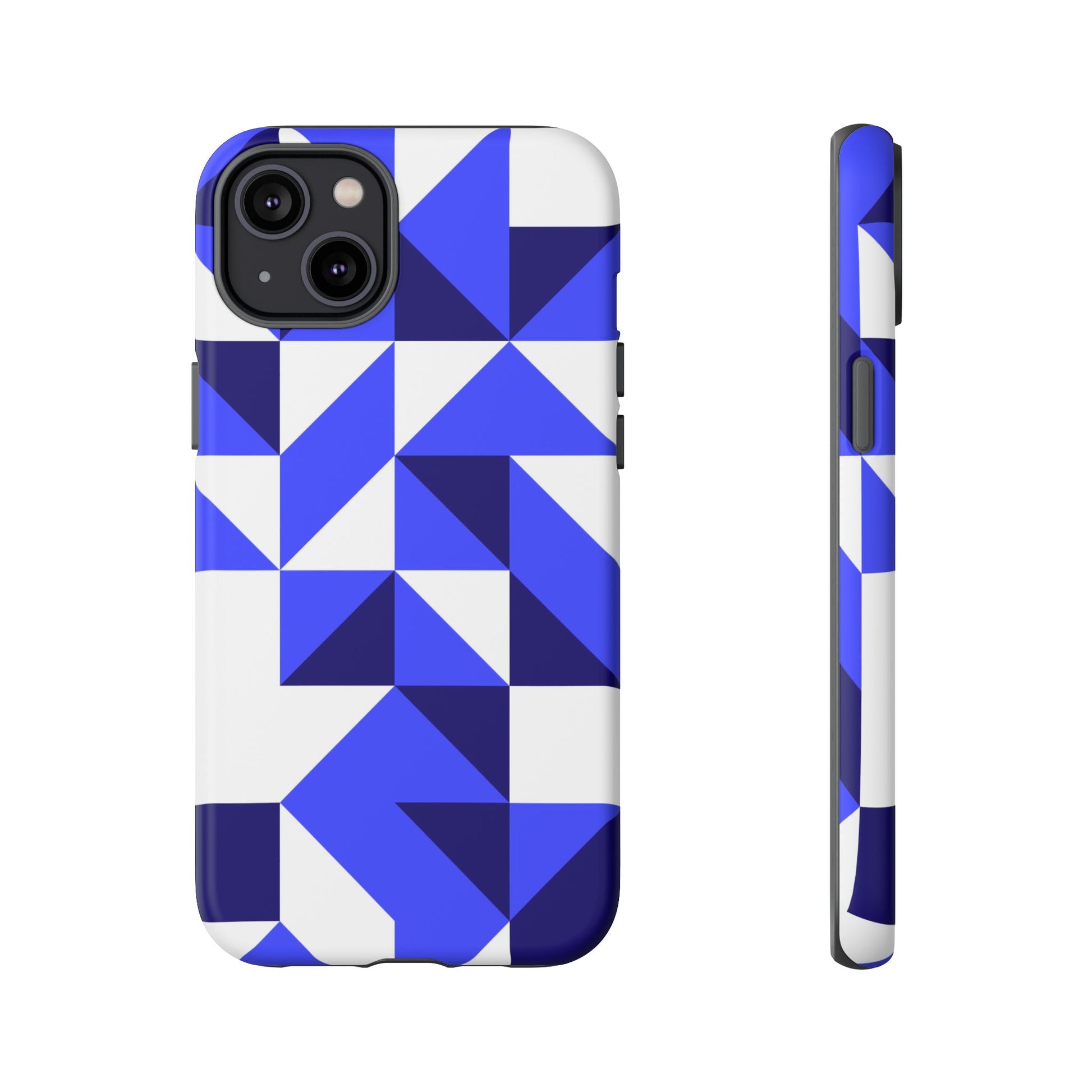 Blue Geometric Phone Case, Tough Cases, Stylish Phone Cover, Great for Gifts, Trendy Accessory, Abstract Pattern Design - FORMO