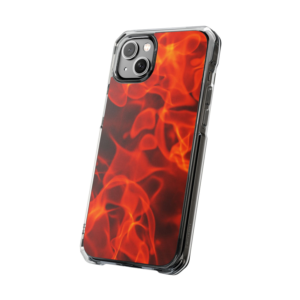 Magnetic Clear Phone Cases with Fiery Design, Protective Case for iPhone, Customizable Tech Accessory, Unique Gift Idea, Holiday Gift - FORMO
