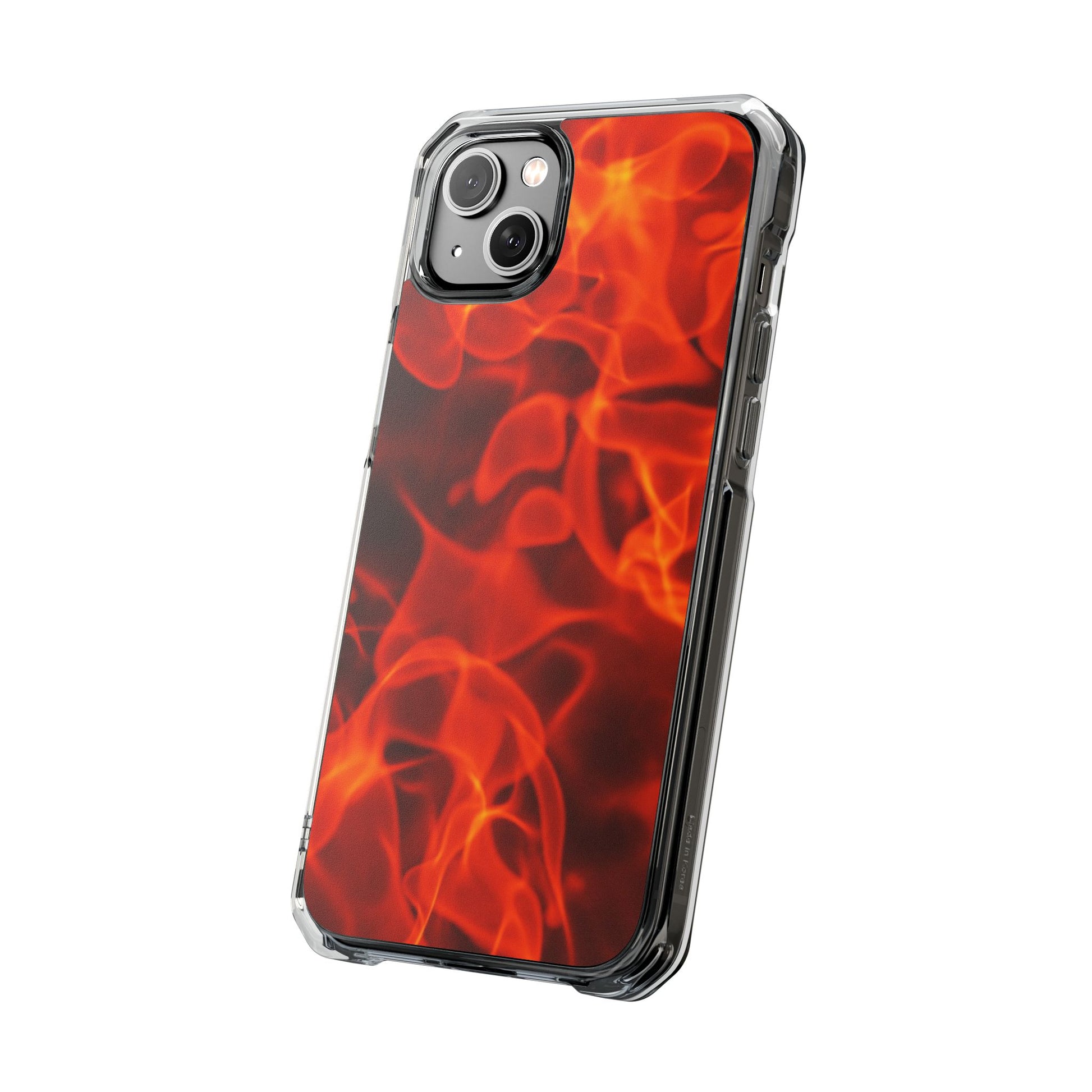 Magnetic Clear Phone Cases with Fiery Design, Protective Case for iPhone, Customizable Tech Accessory, Unique Gift Idea, Holiday Gift - FORMO