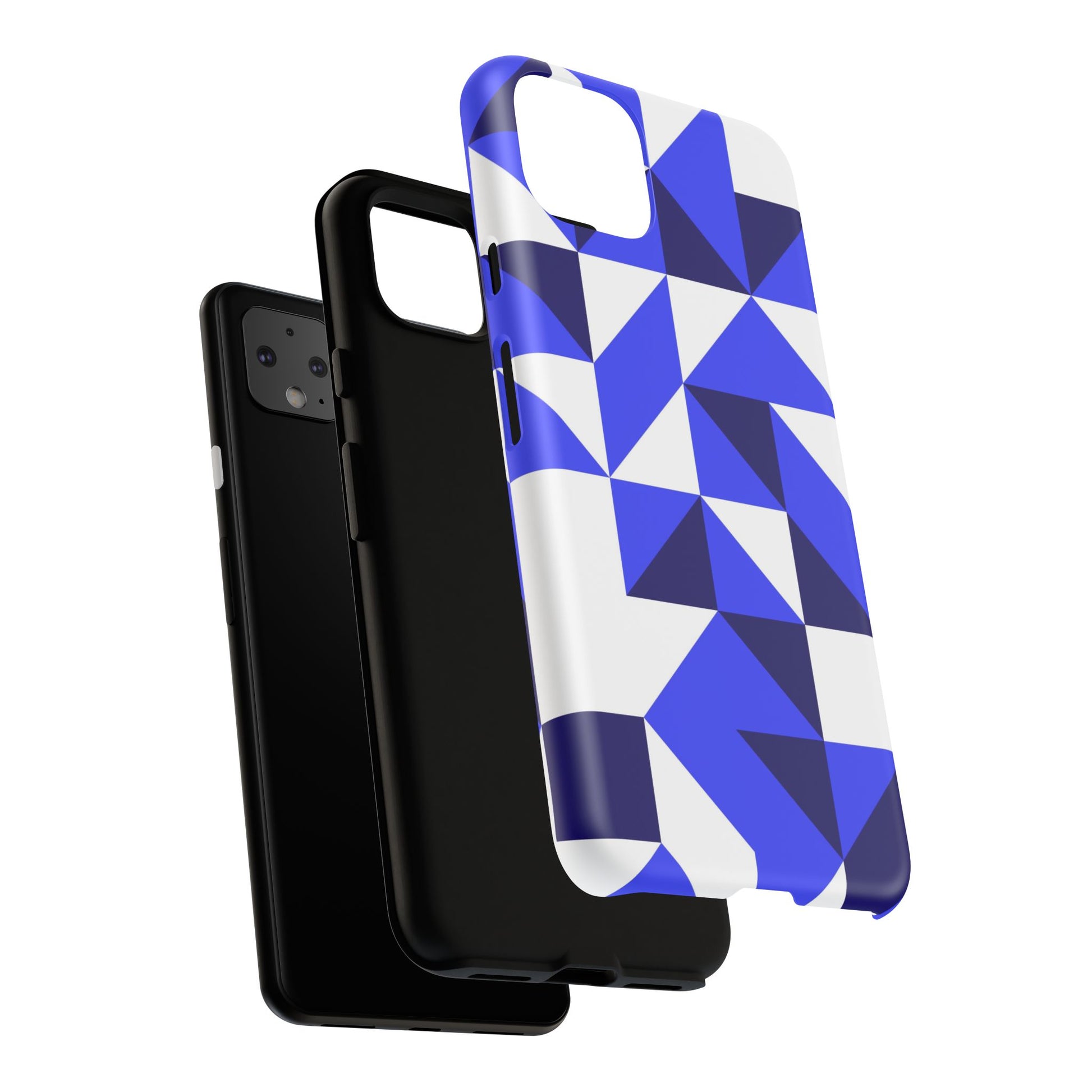 Blue Geometric Phone Case, Tough Cases, Stylish Phone Cover, Great for Gifts, Trendy Accessory, Abstract Pattern Design - FORMO