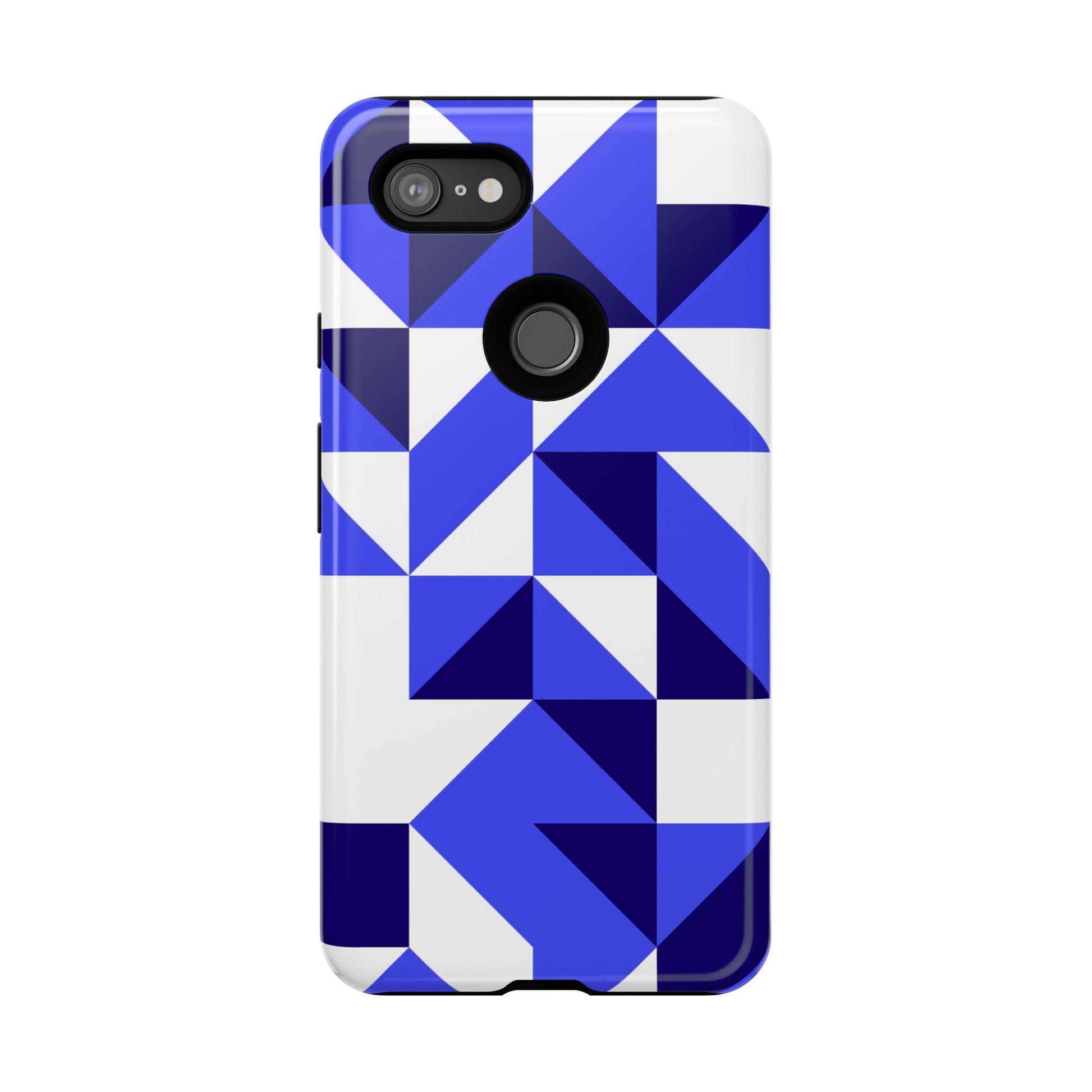 Blue Geometric Phone Case, Tough Cases, Stylish Phone Cover, Great for Gifts, Trendy Accessory, Abstract Pattern Design - FORMO