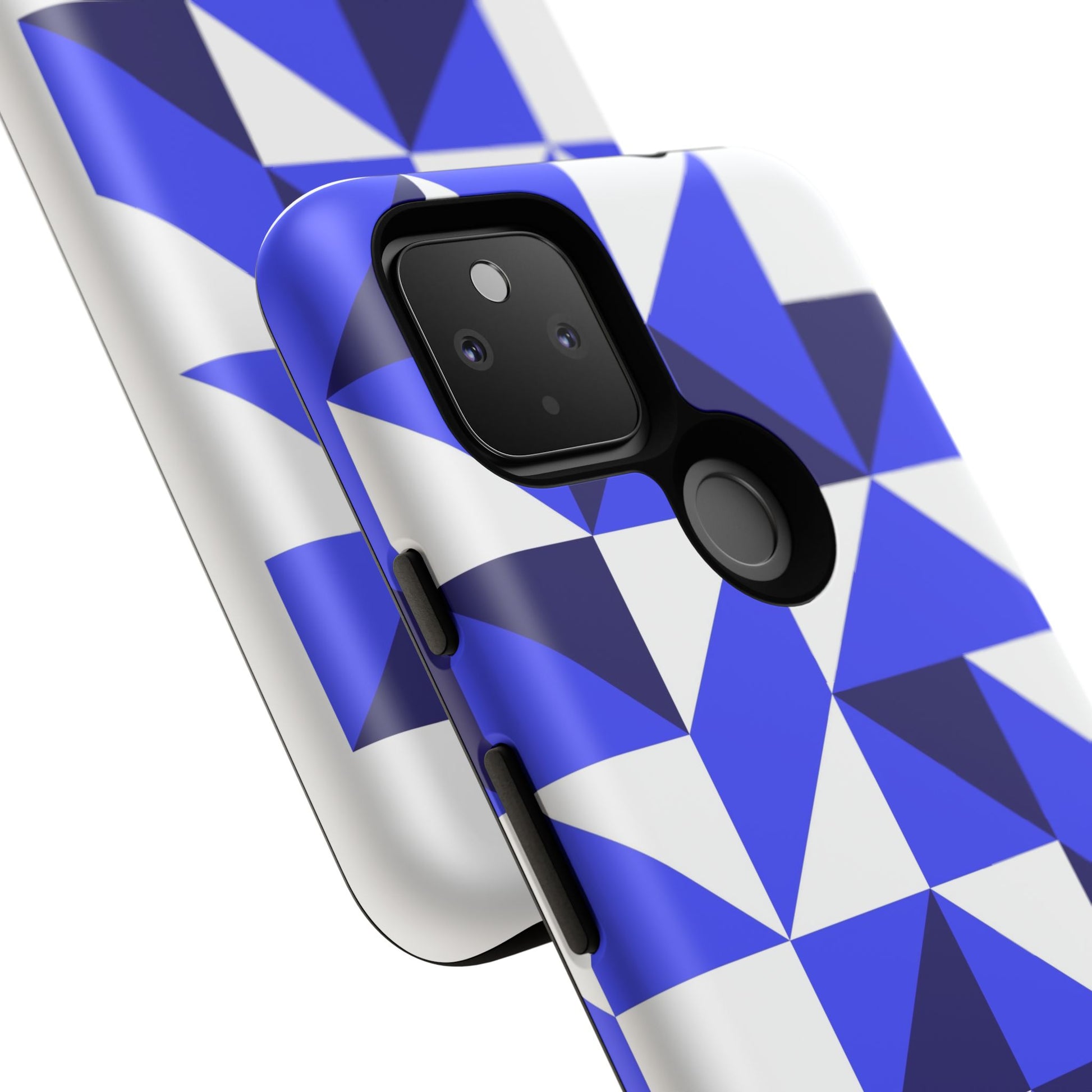 Blue Geometric Phone Case, Tough Cases, Stylish Phone Cover, Great for Gifts, Trendy Accessory, Abstract Pattern Design - FORMO