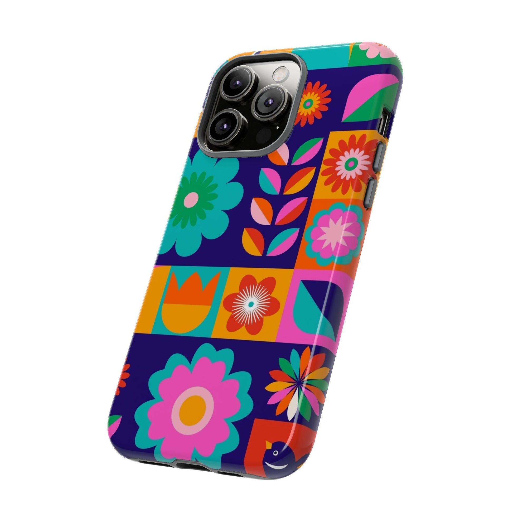 Colorful Floral Phone Case, Tough Cases for Protection, Vibrant Design Cover for Gift, Stylish Cell Phone Accessory, Fun Floral Designs - FORMO